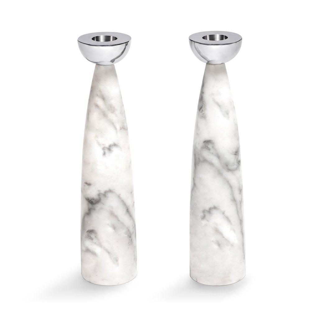 Coluna Candle Holders Marble | Silver