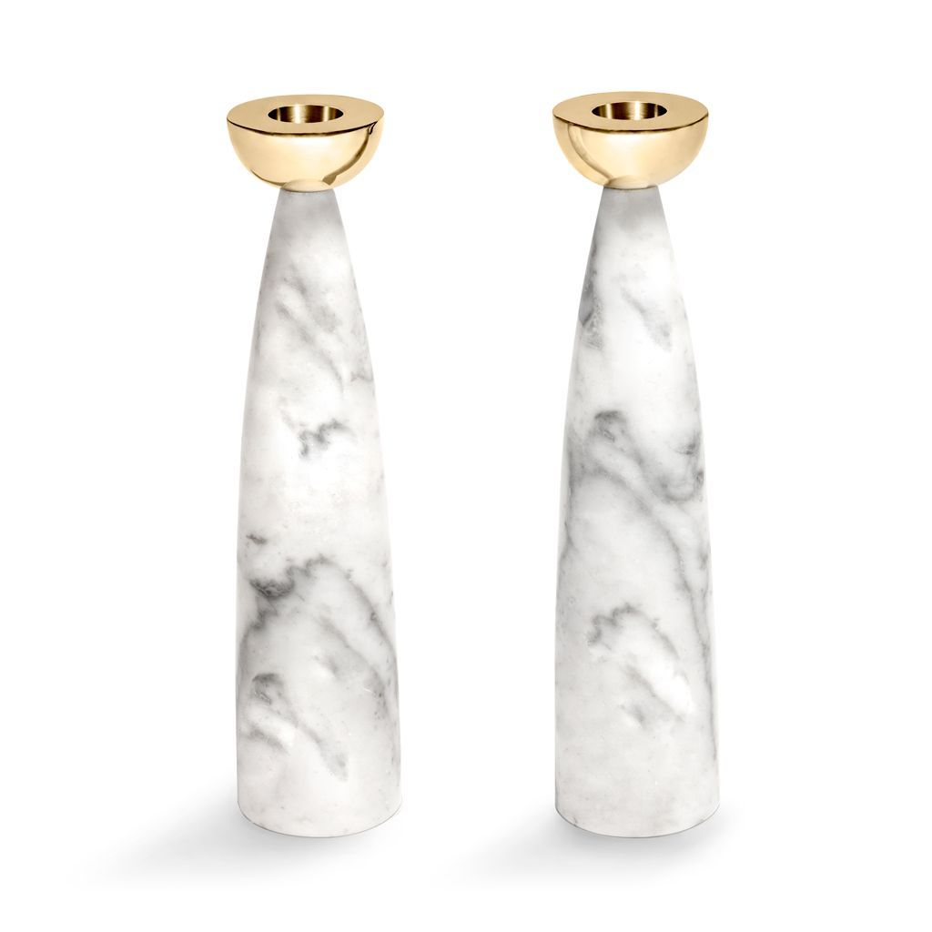 Coluna Candle Holders Marble | Gold