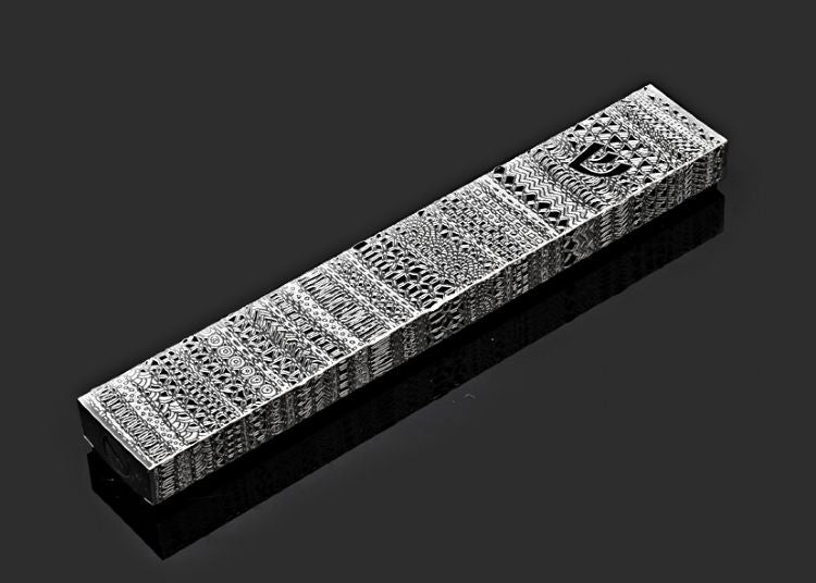 Ribbon Lace Black Background Mezuzah