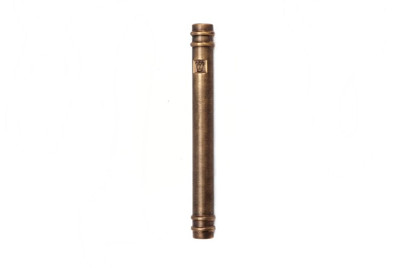 Tubular Mezuzah With Rings | Antique Brass