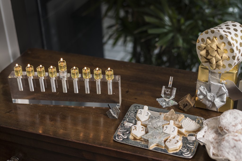 White Acrylic Oil Menorah