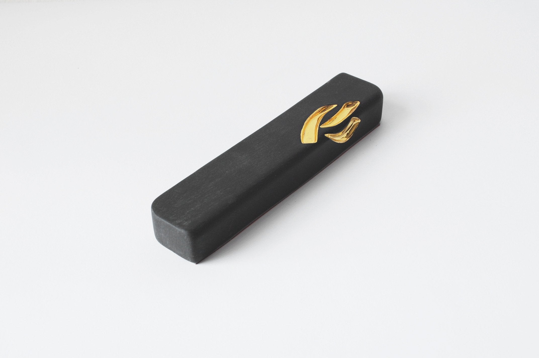 Ceramic Mezuzah Black with 24K Gold Shin