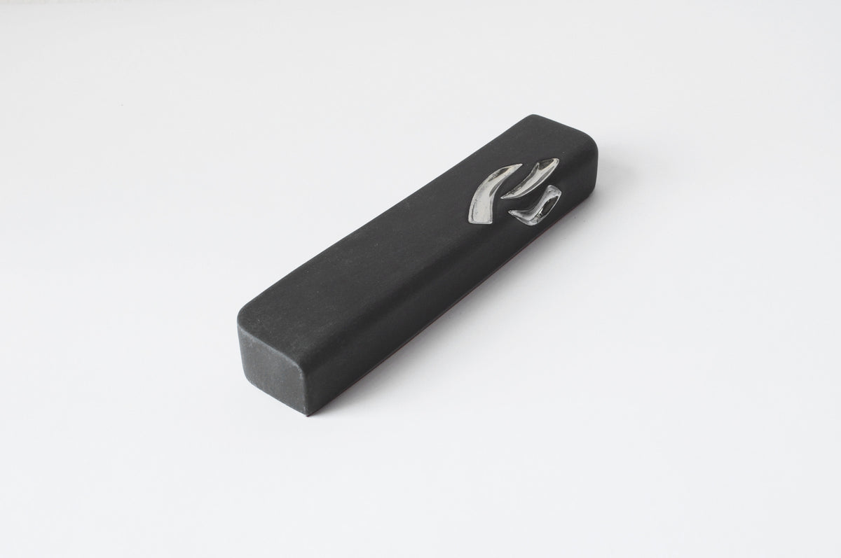 Ceramic Mezuzah with Silver ShinBlack / Medium