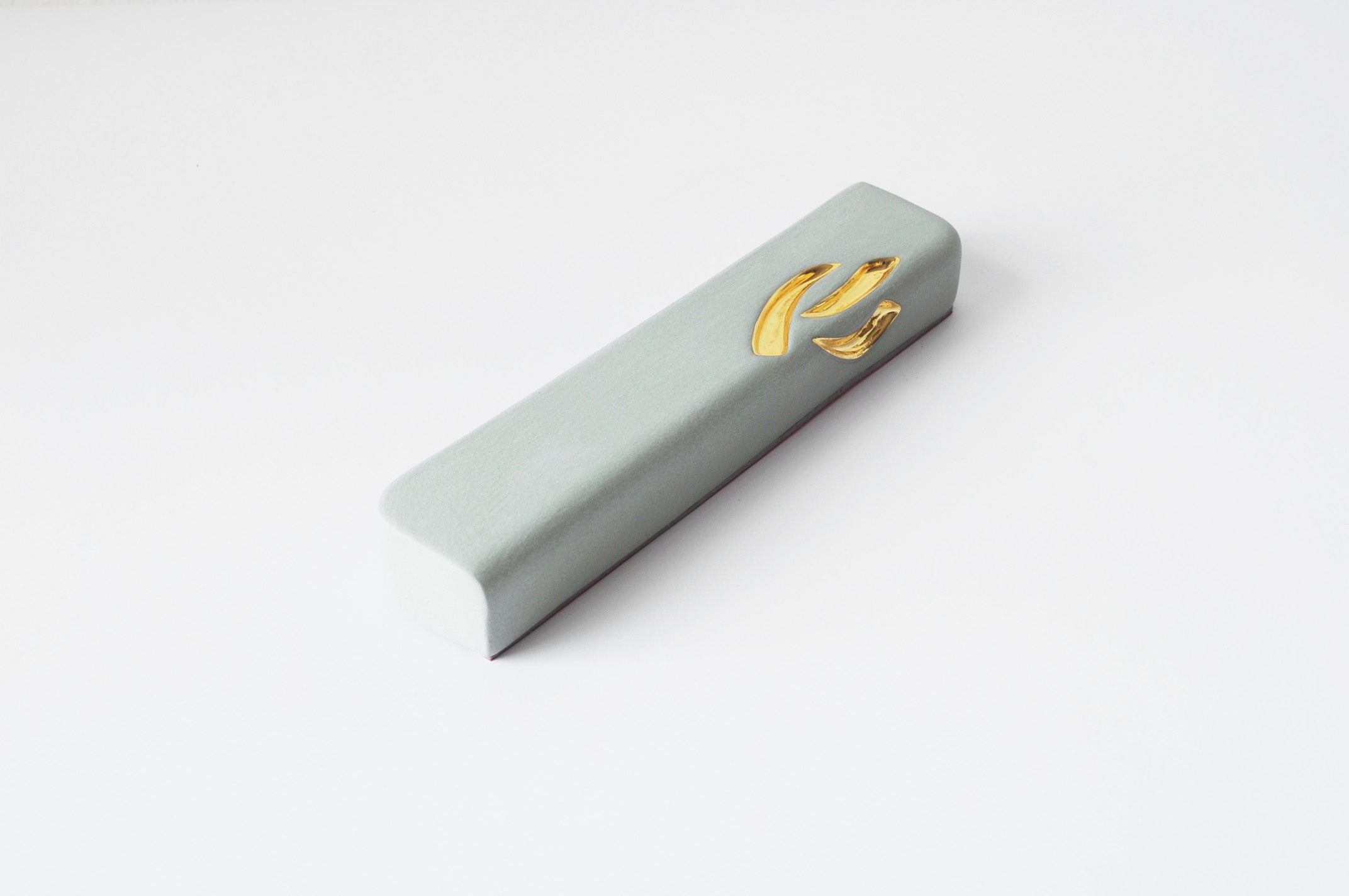 Ceramic Mezuzah Light Turquoise with 24K Gold Shin