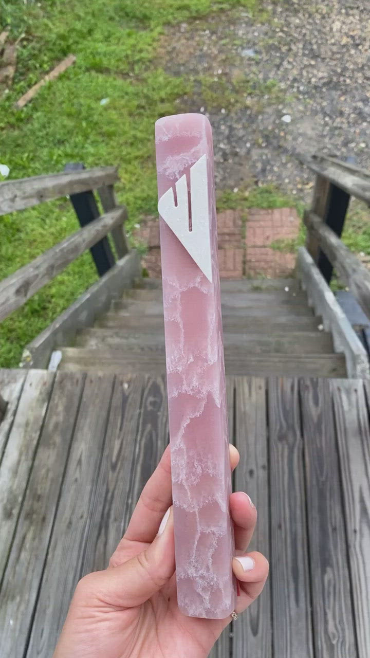 Rose Pink Quartz Mezuzah | Cream White Shin
