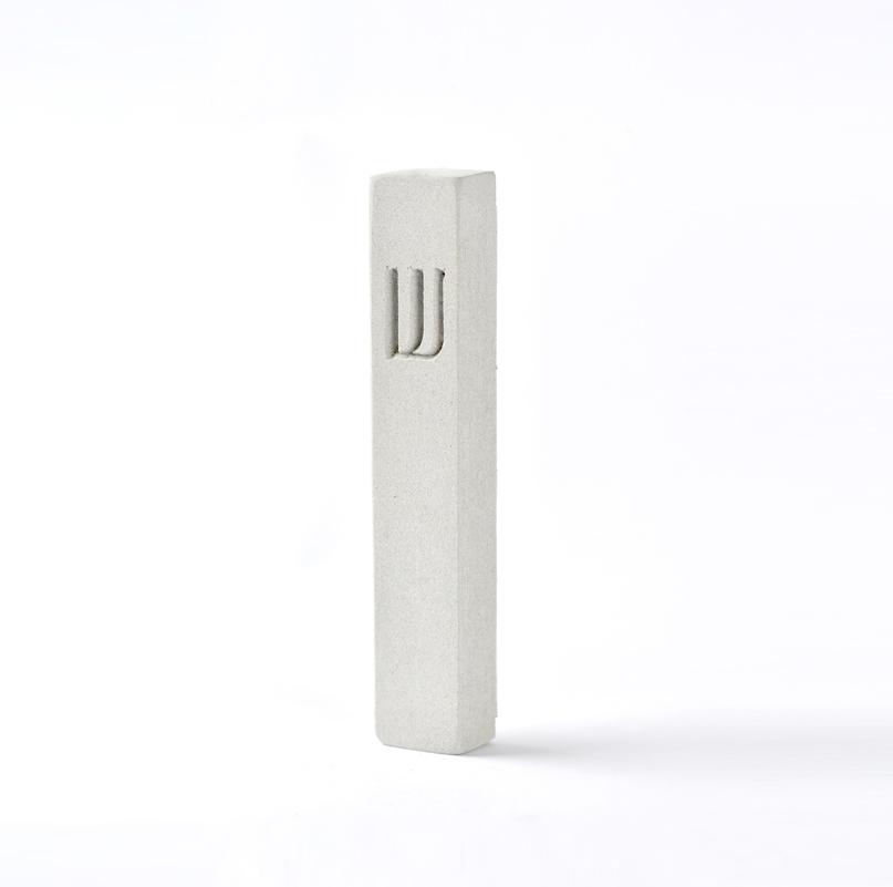 Concrete Gray Mezuzah | Debossed Traditional Shin