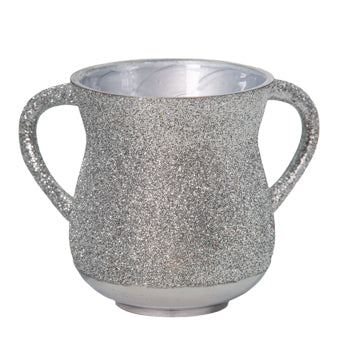 Small Elegant Aluminum Washing Cup | Silver Glitter Coating