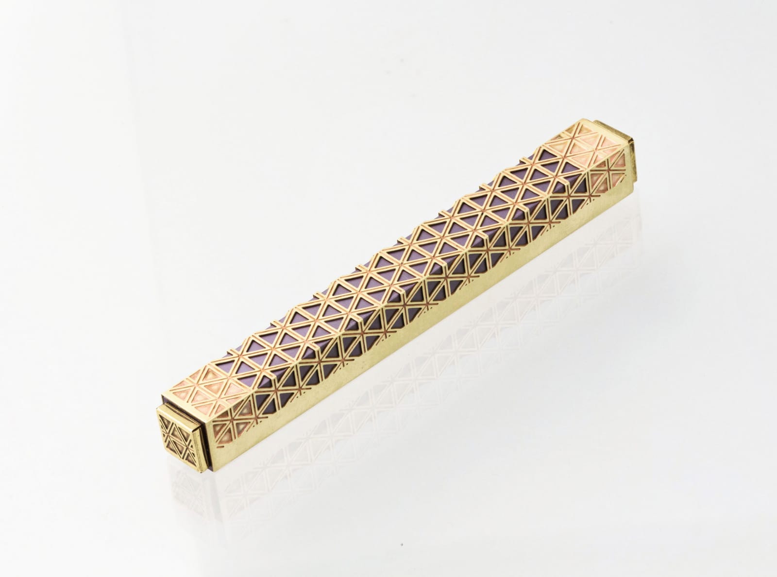Purple Square Mezuzah Star of David Design | Brass over anodized aluminum