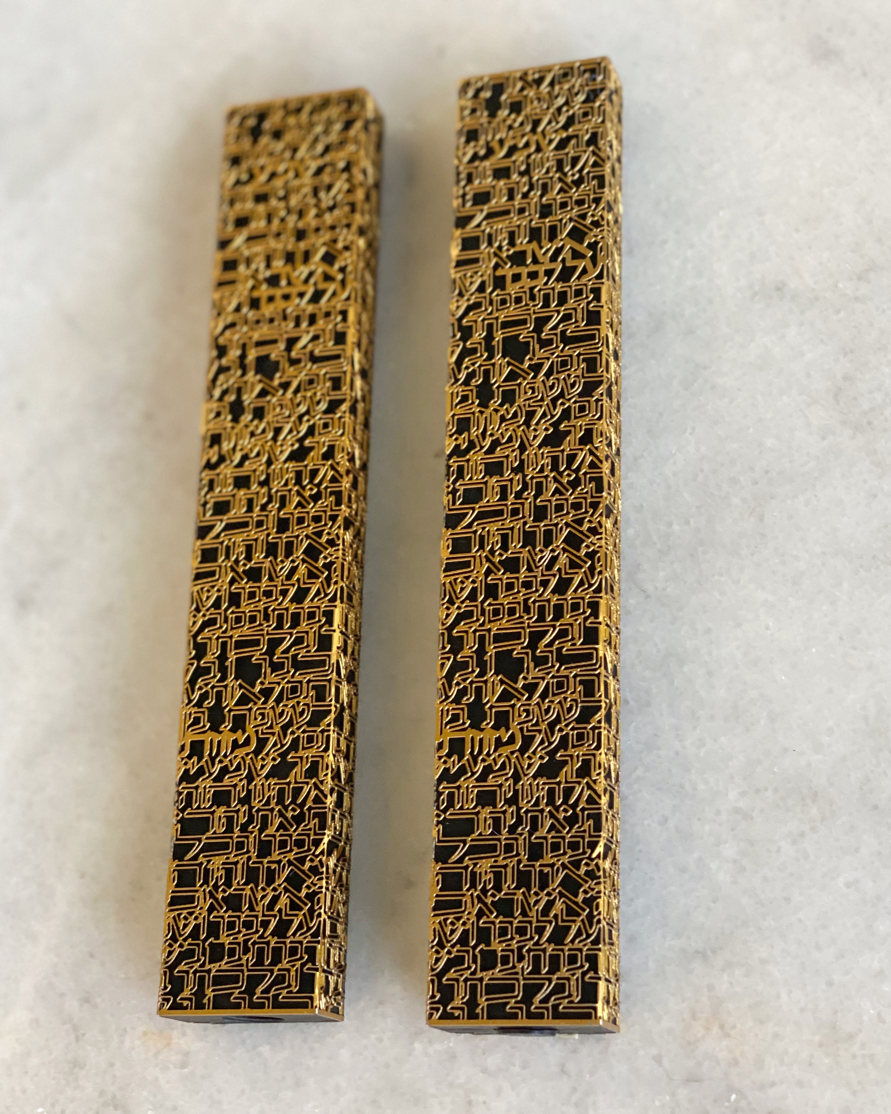 Shema Mezuzah Gold Series Black Background