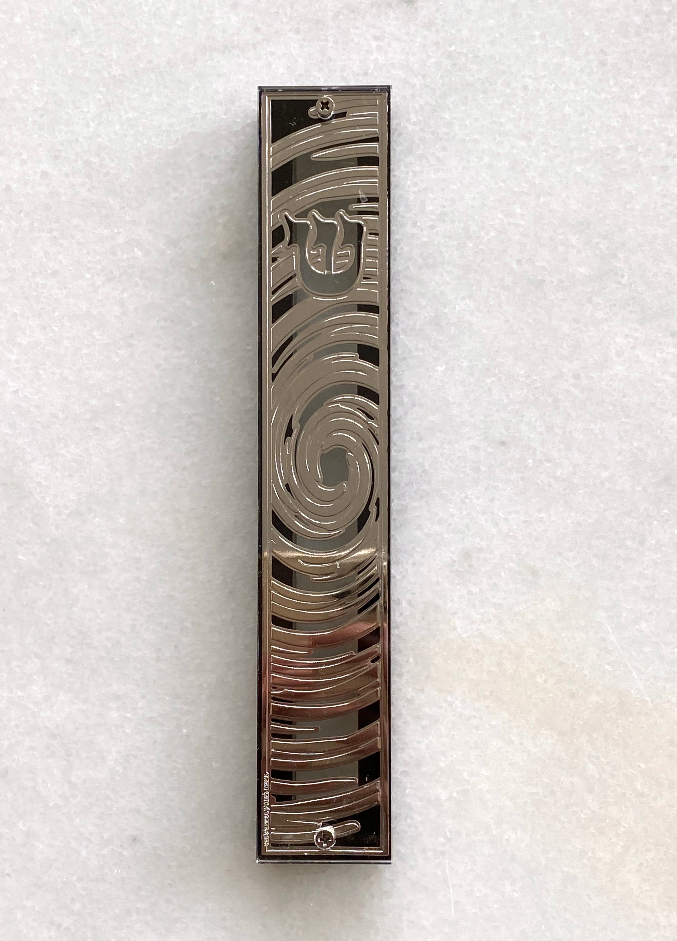 Acrylic & Black 24K Silver Plated Mezuzah Eye of the Storm