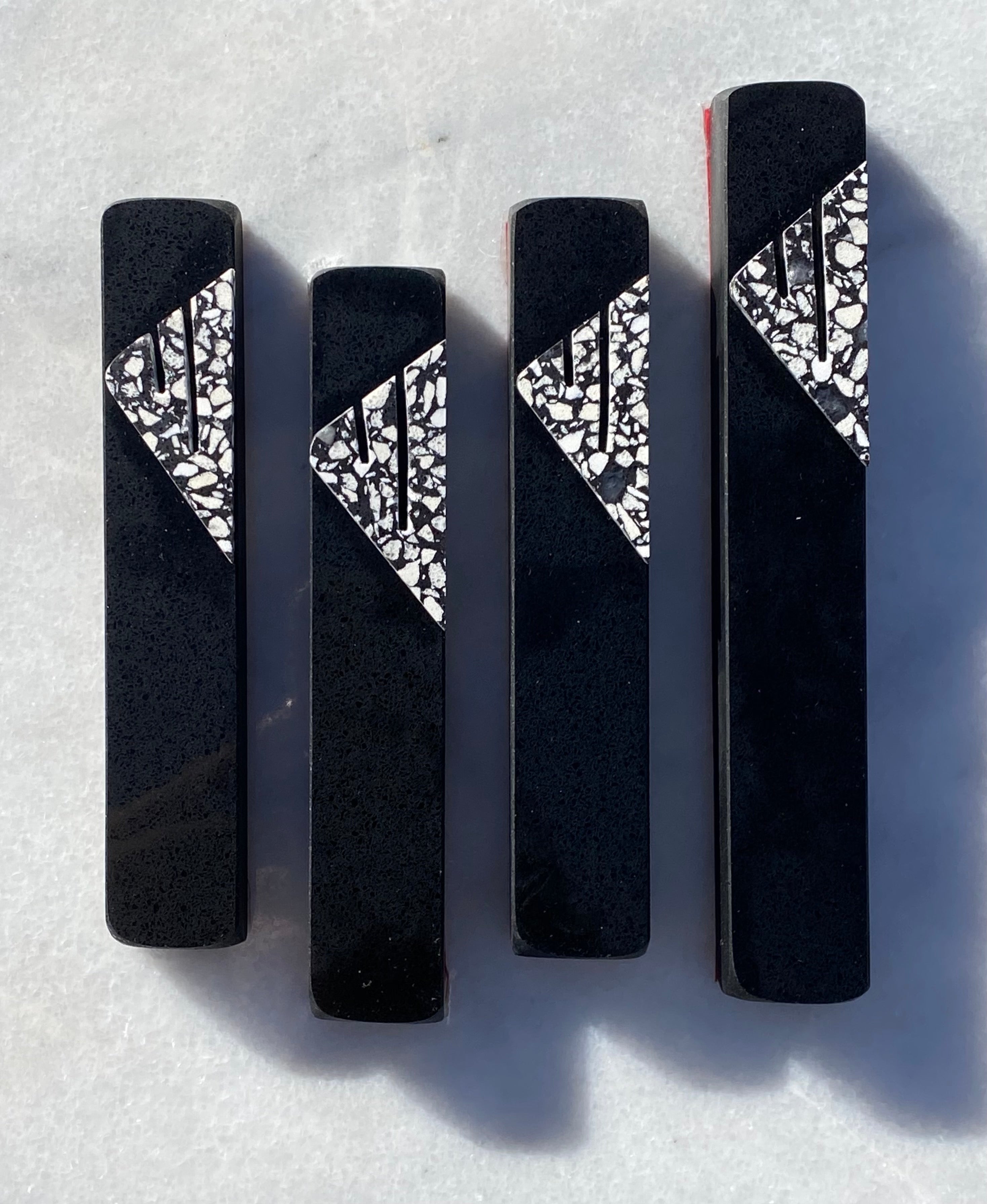 Jet Black Mezuzah Speckled Shin