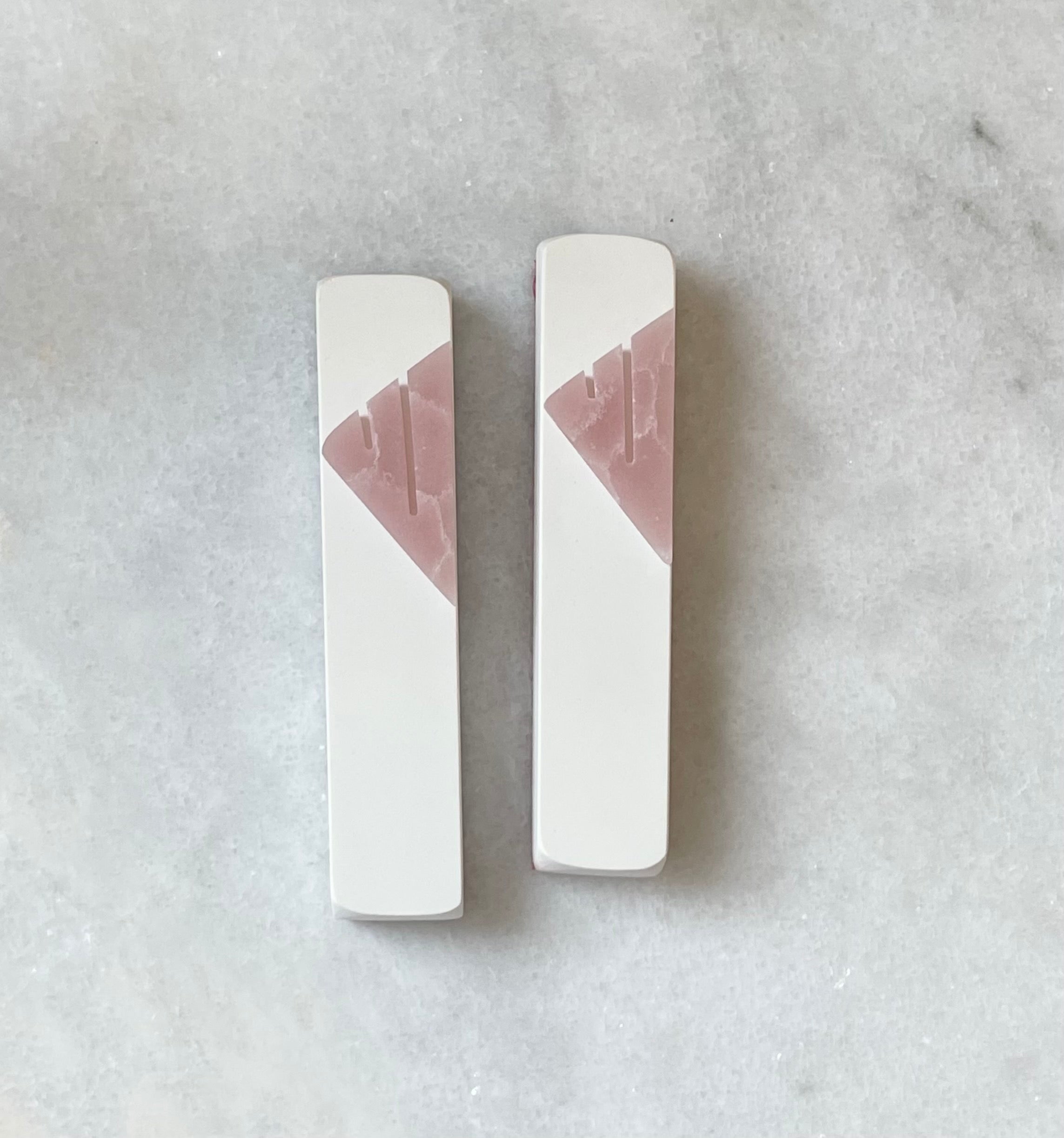 Chalk White Mezuzah | Pink Quartz Shin