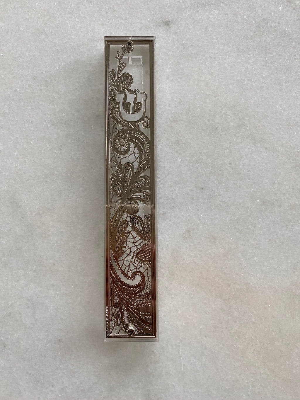 Acrylic 24K Silver Plated Mezuzah Paisley