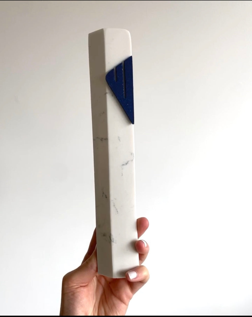 Carrara Angle Mezuzah Blue Shin