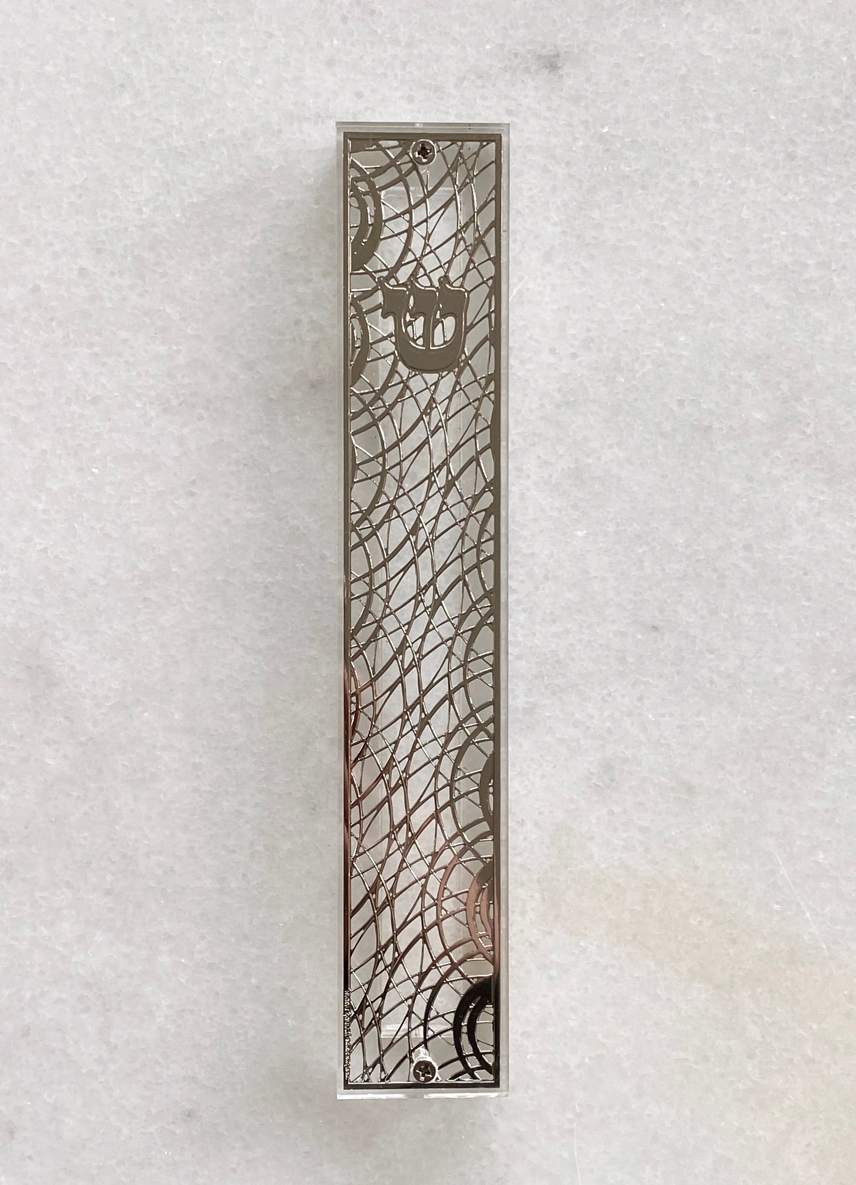 Acrylic 24K Silver Plated Mezuzah Circles