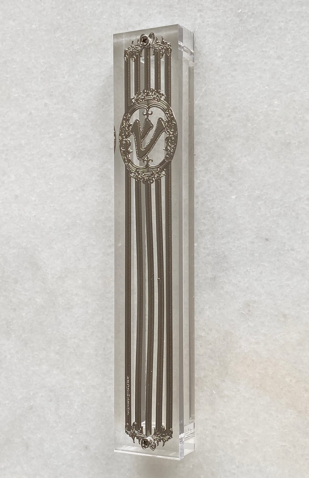 Acrylic 24K Silver Plated Mezuzah Lines Lines