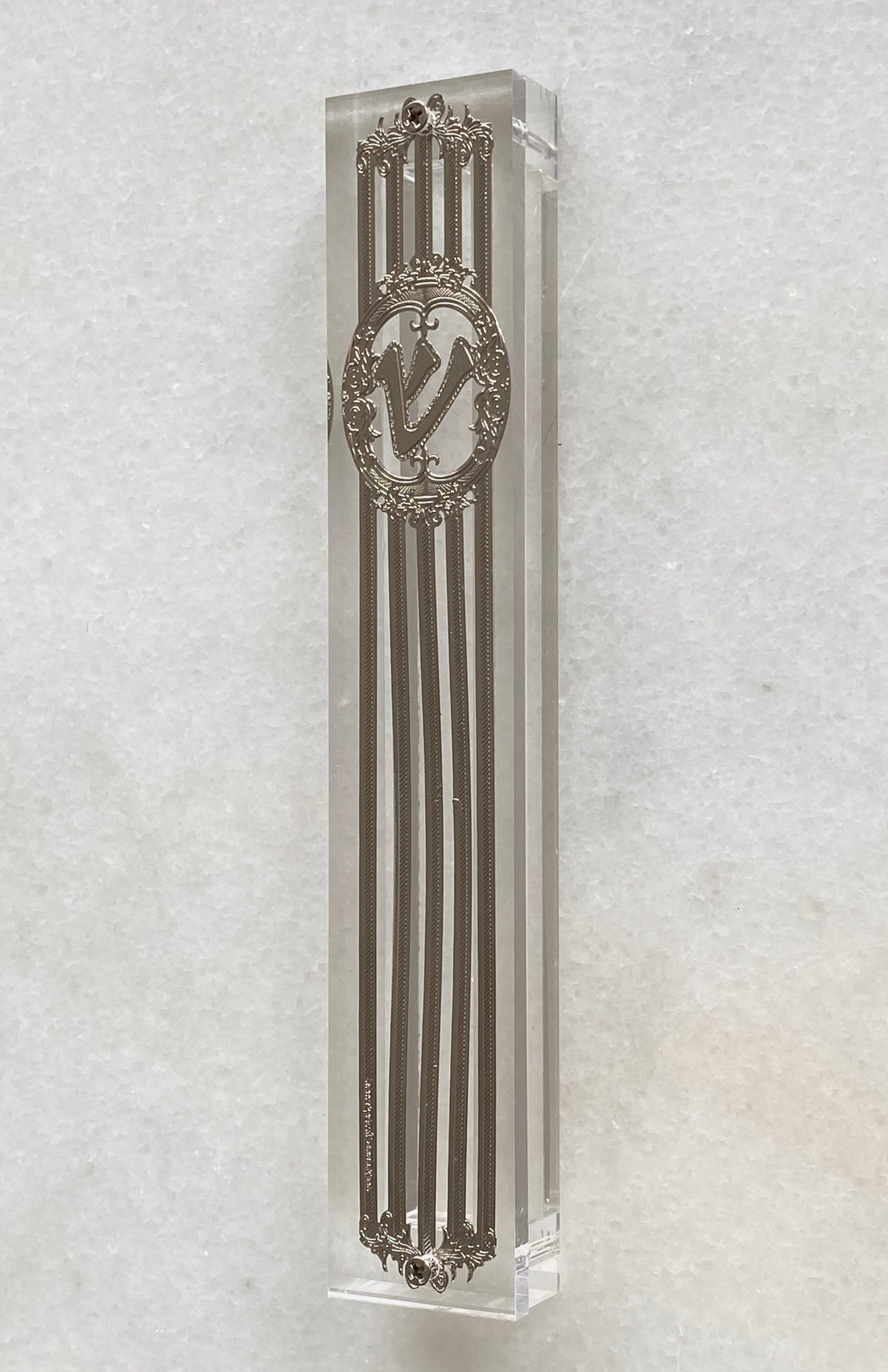 Acrylic 24K Silver Plated Mezuzah Lines Lines