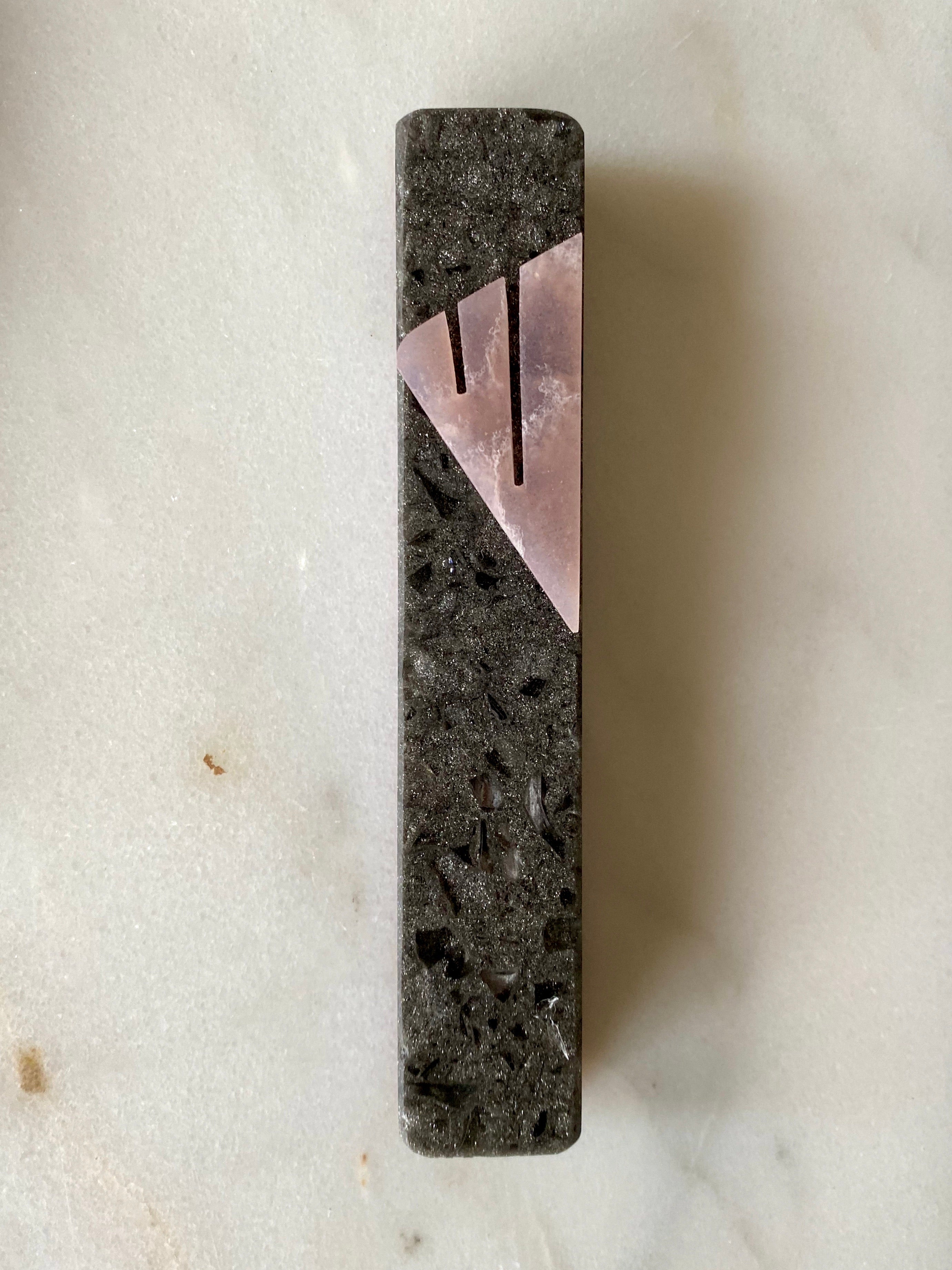 Grey Quartz Mezuzah Pink Shin