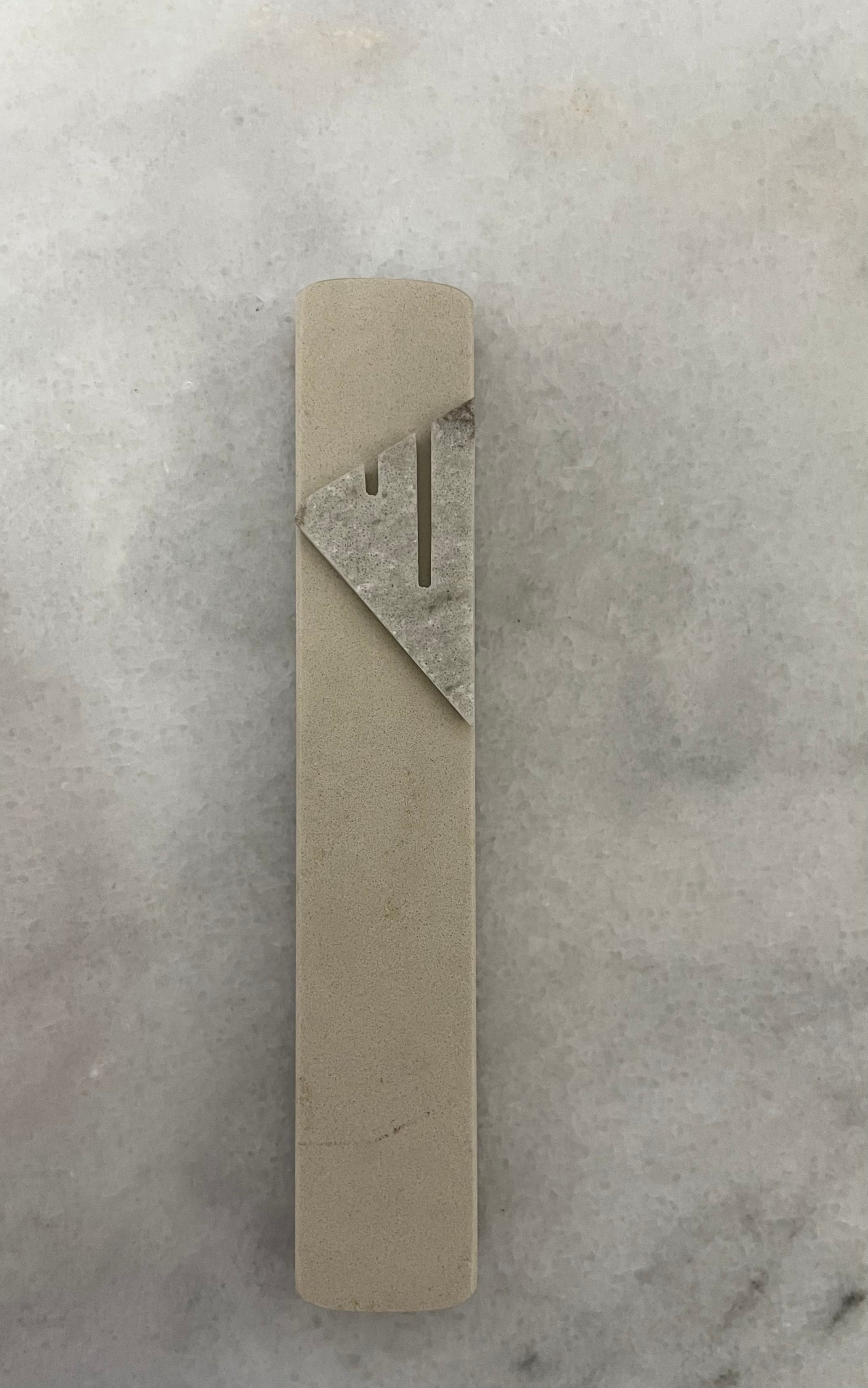 Beige Mezuzah | Light Stormy Shin