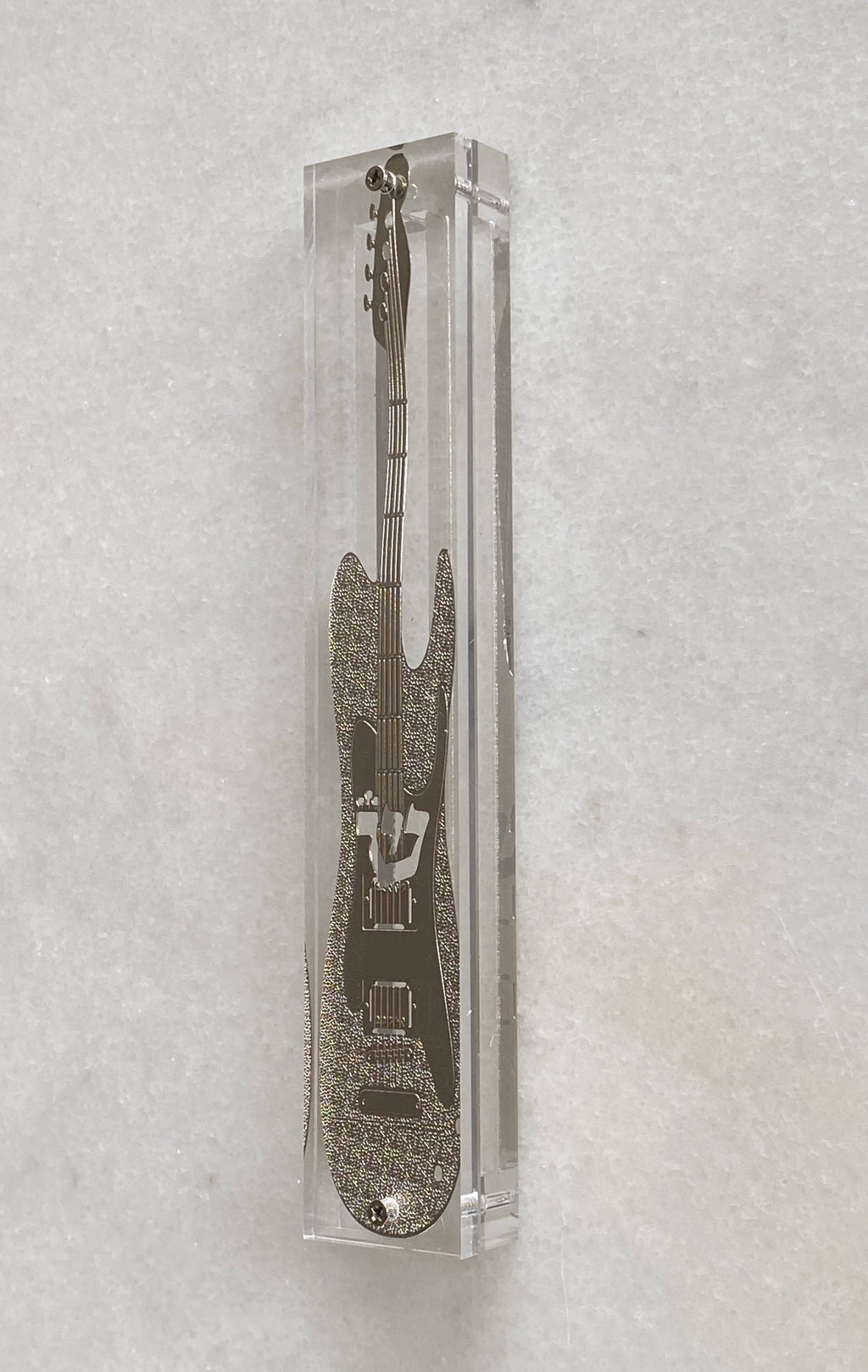Guitar Acrylic 24K Silver Plated Mezuzah
