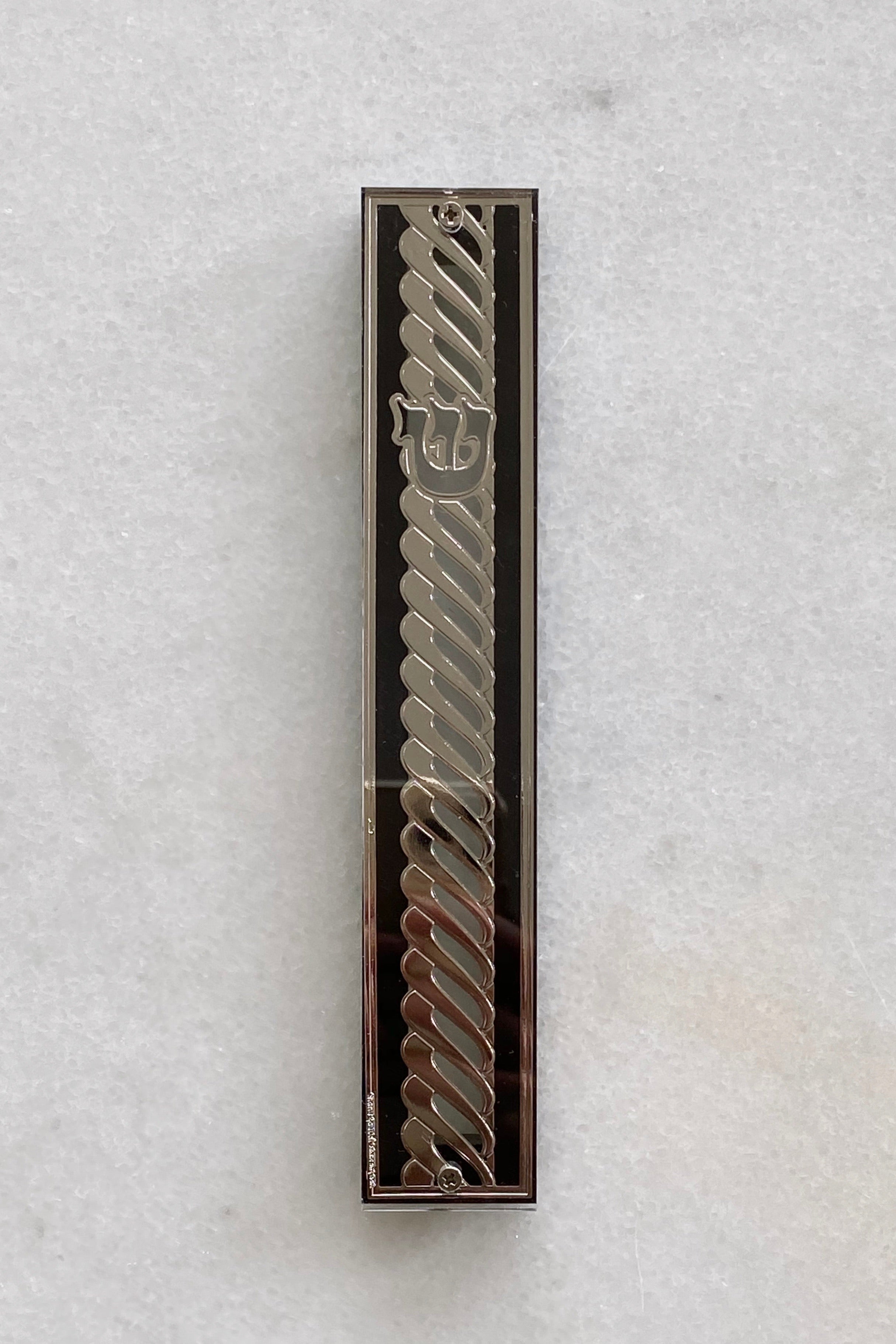 Acrylic & Black 24K Silver Plated Mezuzah Swirl