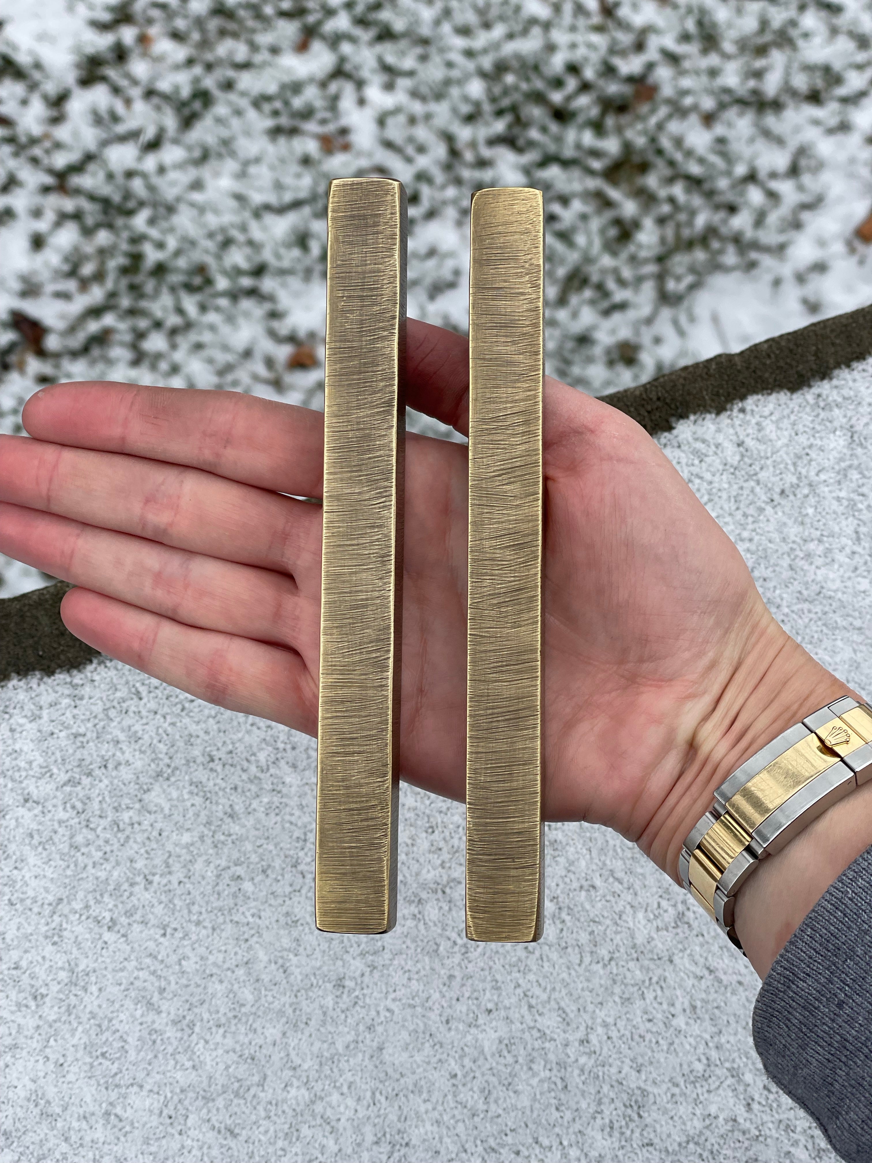 Rectangle Mezuzah with textured surface | Brass