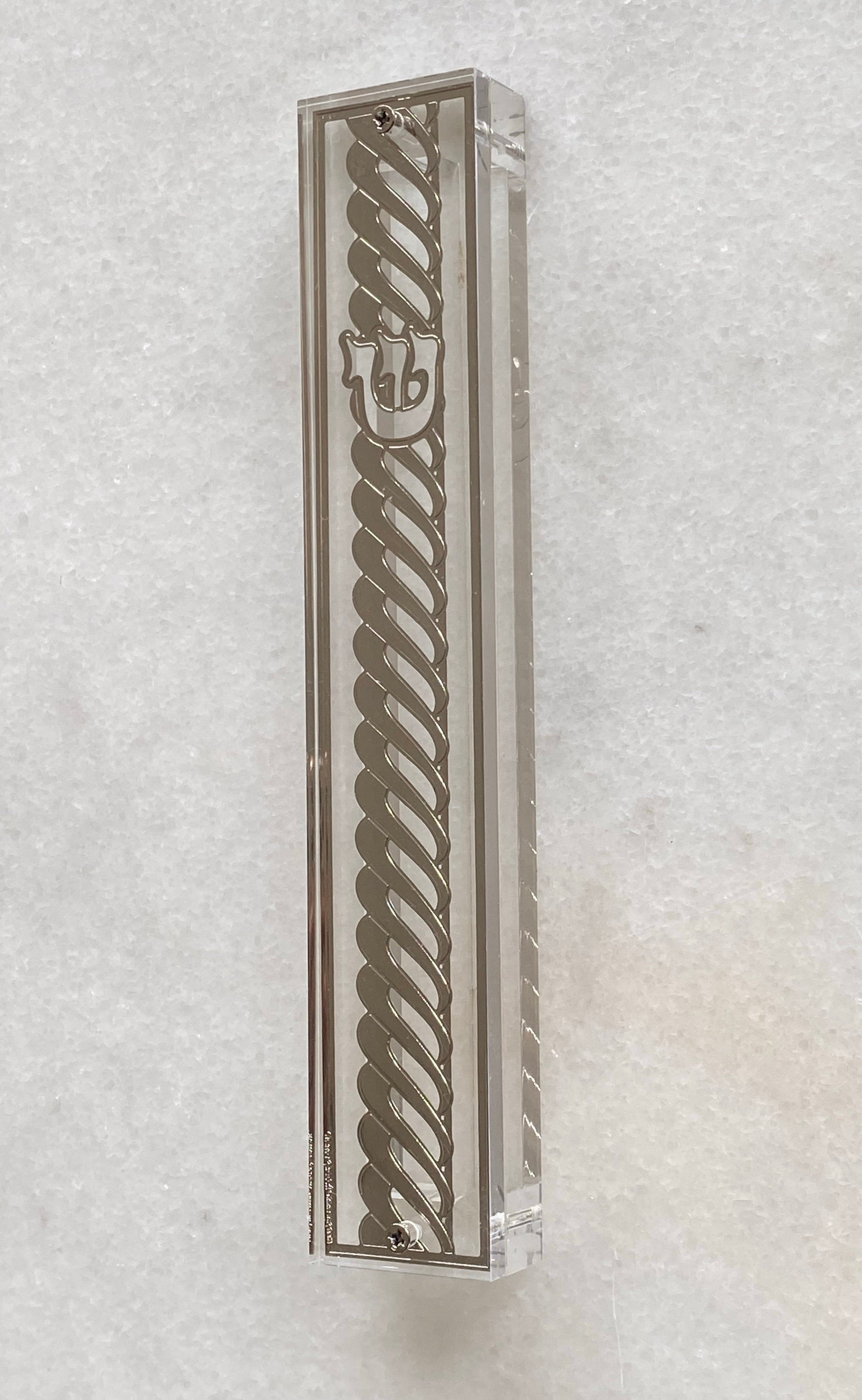 Acrylic 24K Silver Plated Mezuzah Swirl
