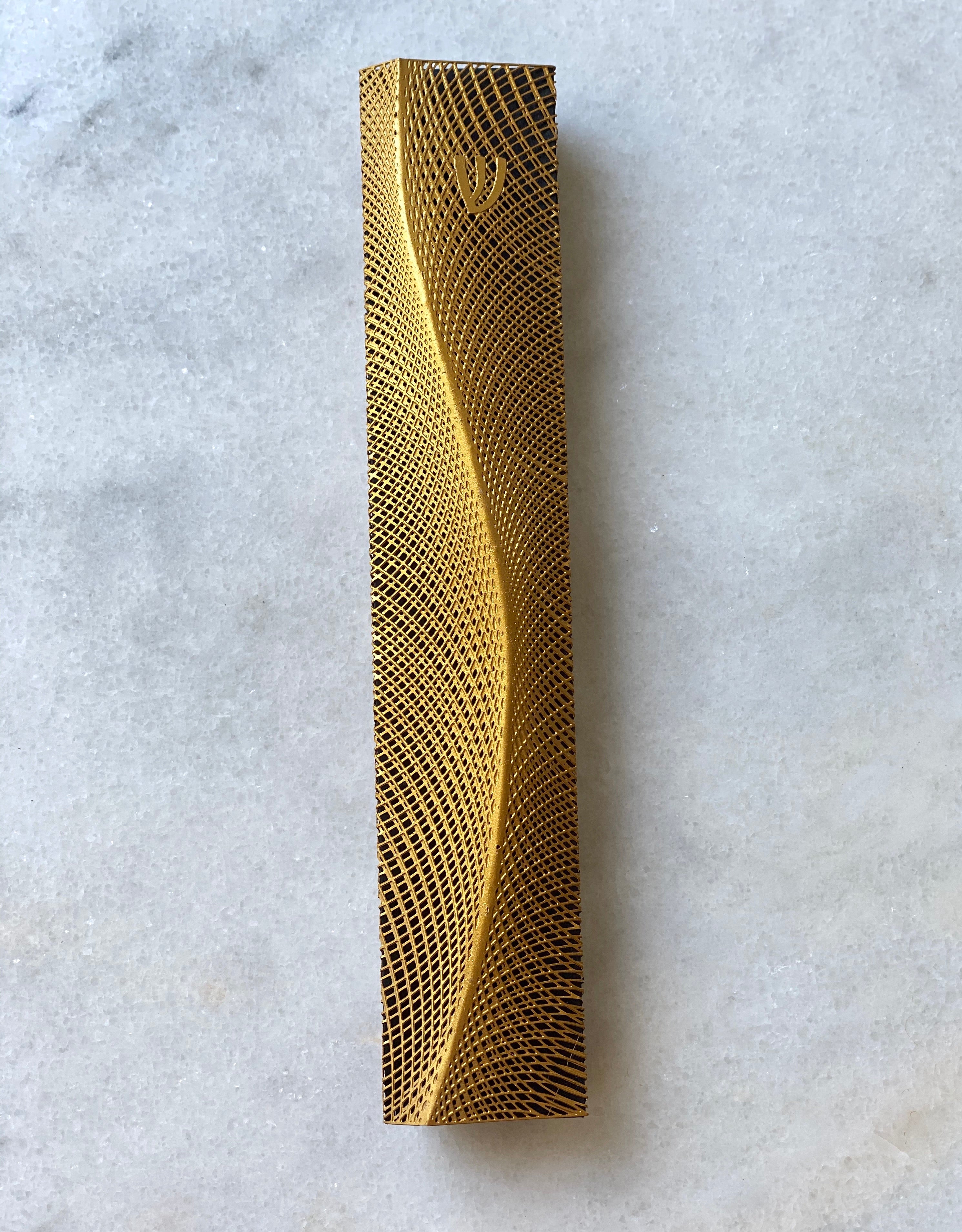 Ripple Mezuzah Gold Series Black Background