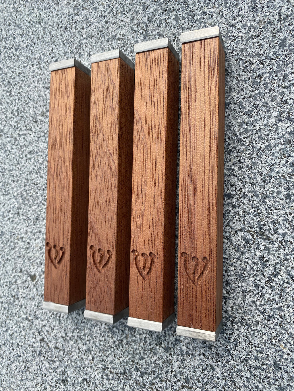 Mahogany Wood Mezuzah | Stainless Steel