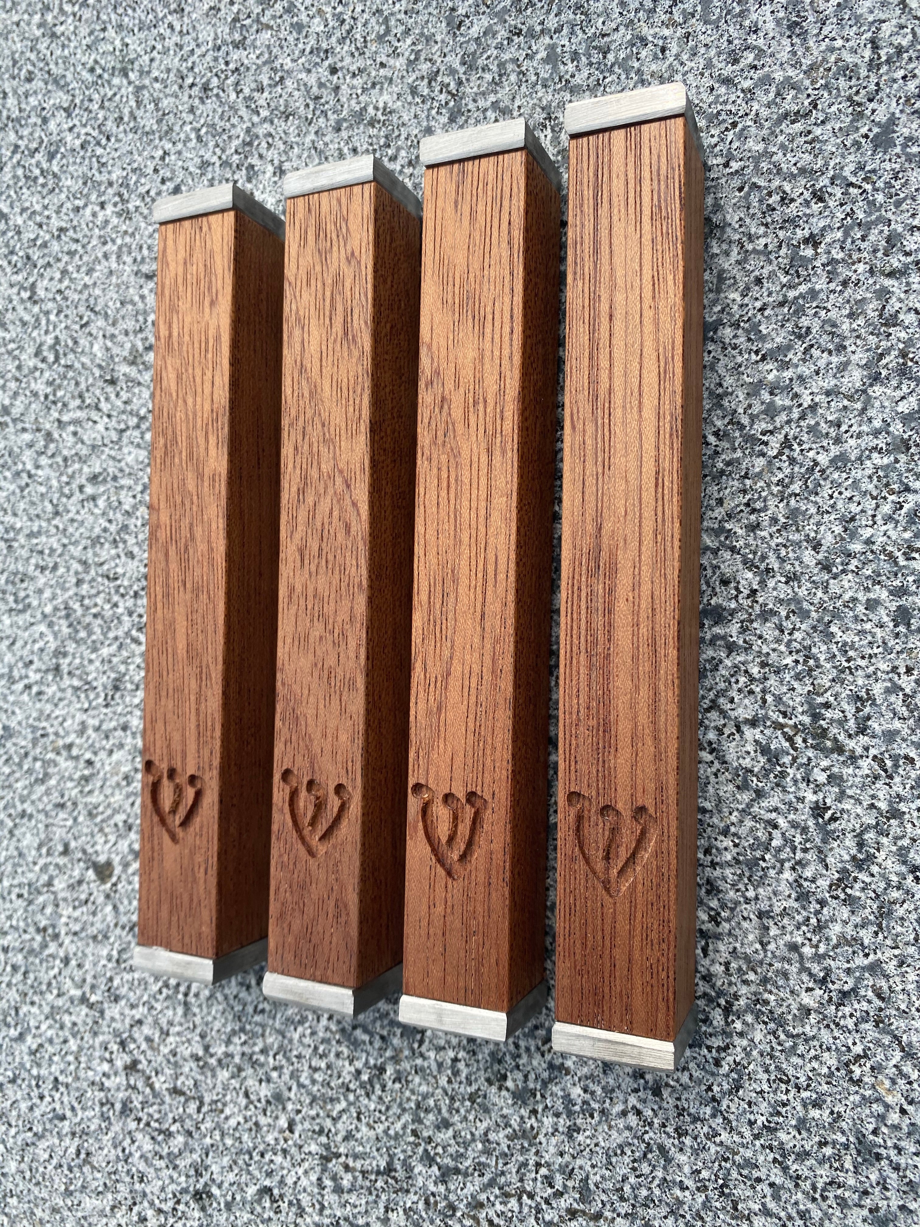 Mahogany Wood Mezuzah | Stainless Steel