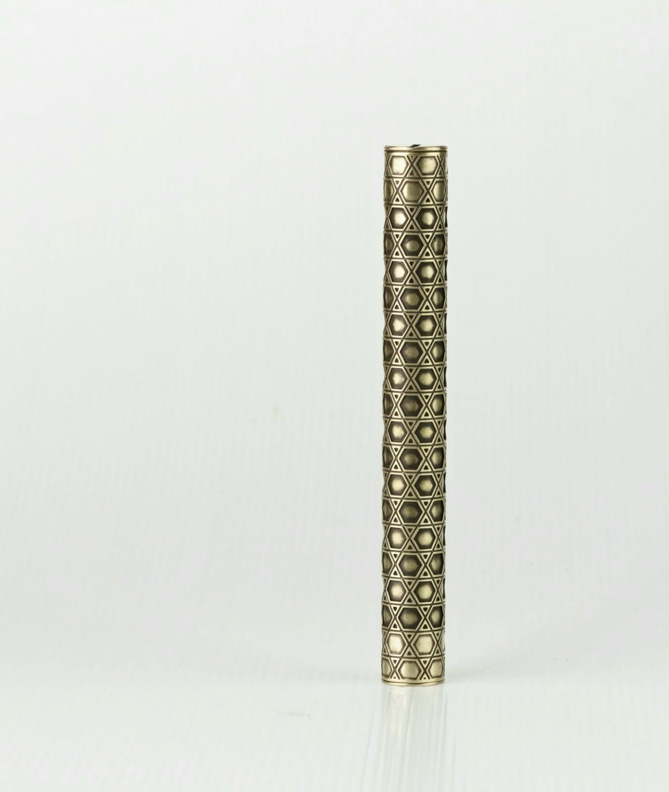 Brass Round Mezuzah Star of David Design