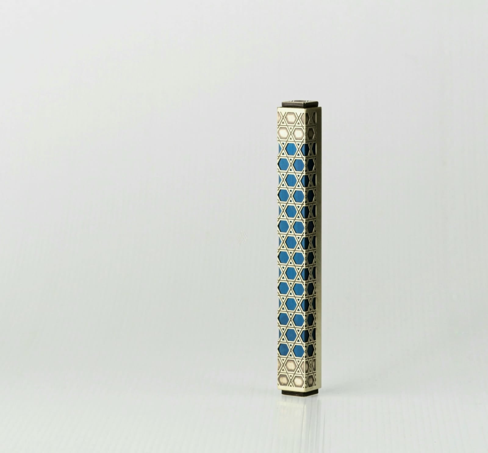 Square Mezuzah Star of David Design | Brass over anodized aluminum
