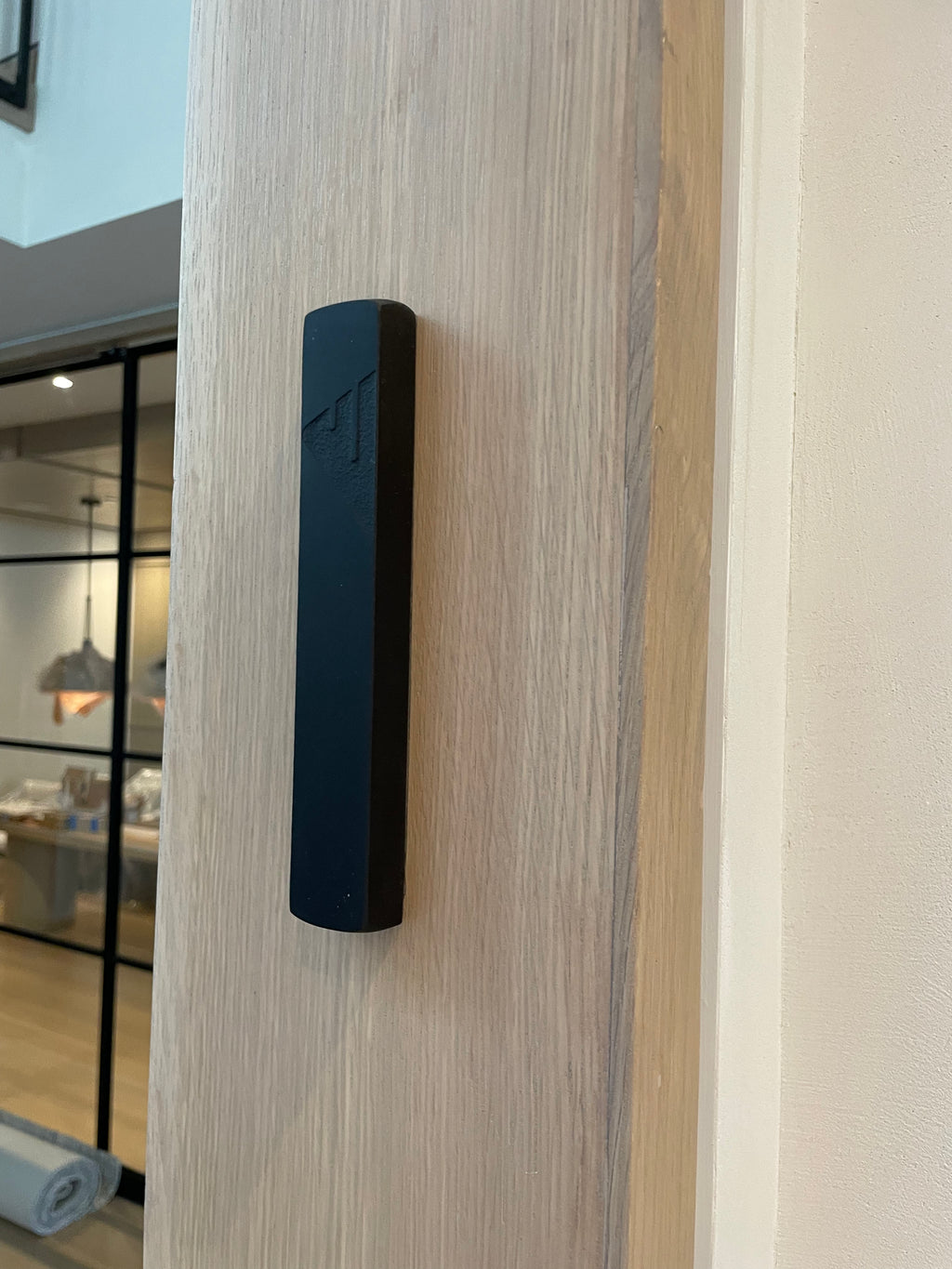 Jet Black Mezuzah Matte Black | Engraved Shin