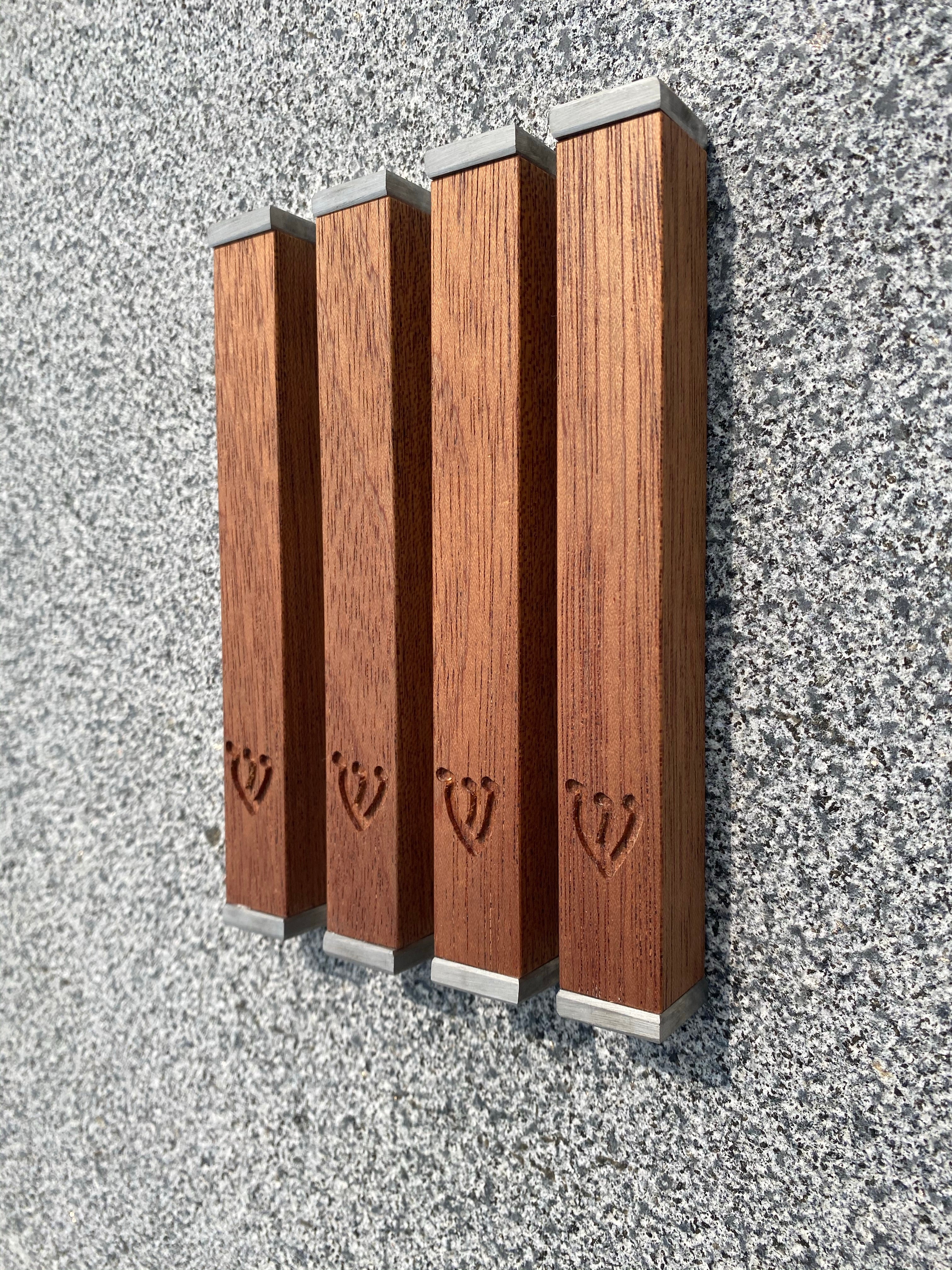 Mahogany Wood Mezuzah | Stainless Steel
