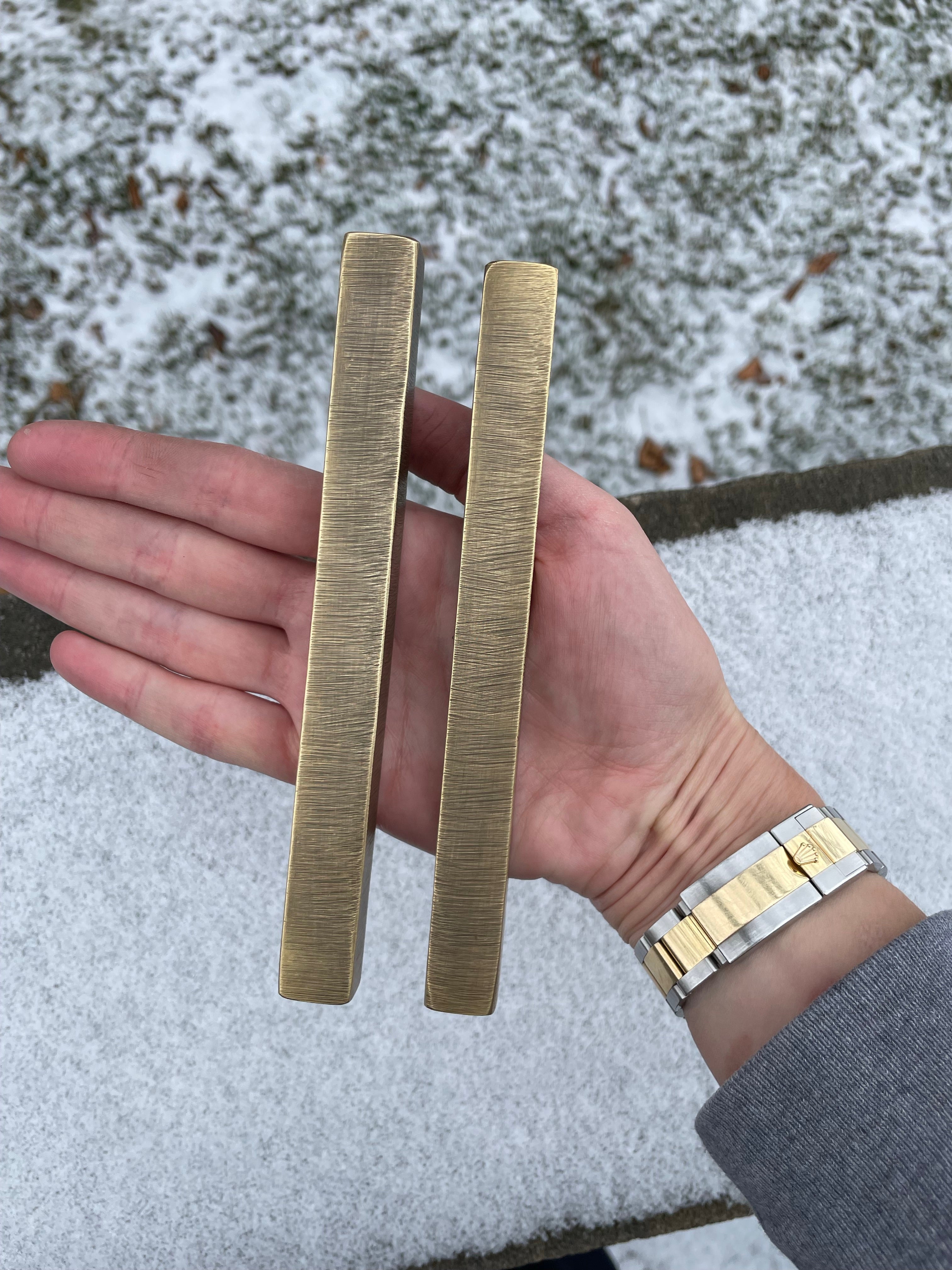 Rectangle Mezuzah with textured surface | Brass