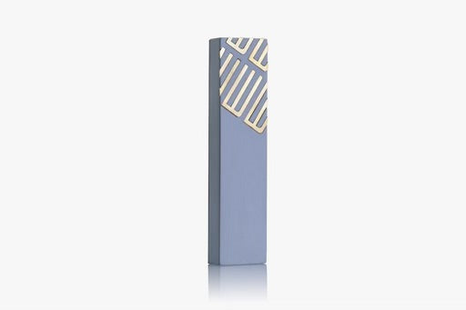 Light Blue CONCRETE AND BRASS MEZUZAH- DIAGONAL SHIN