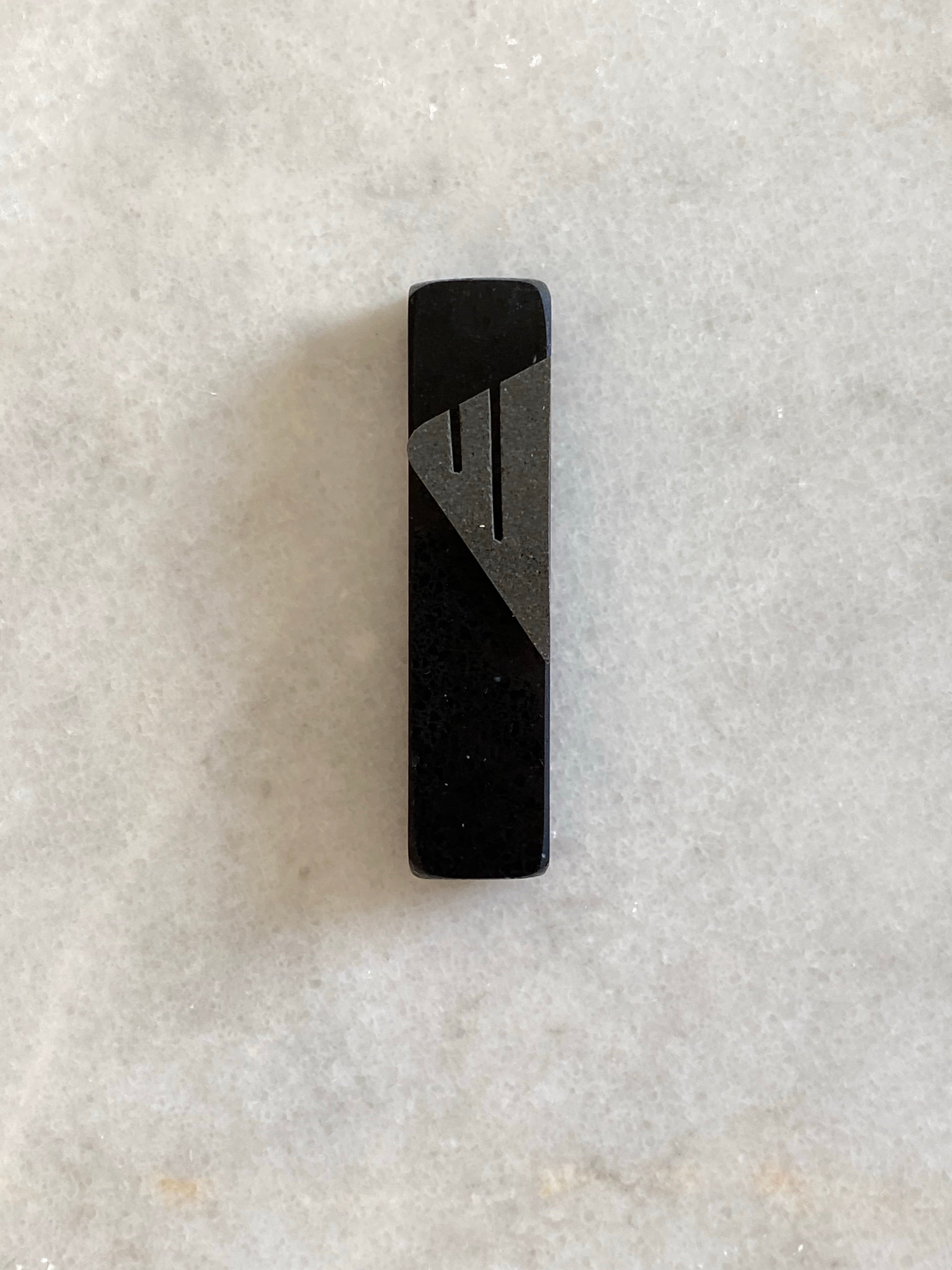 Jet Black Mezuzah Charcoal Shin