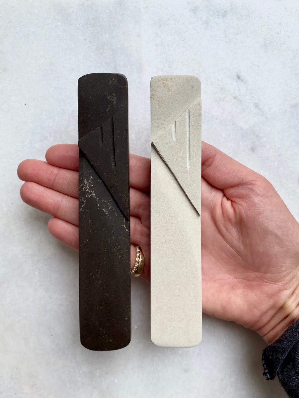 Beige Mezuzah | Whole Stone Carved