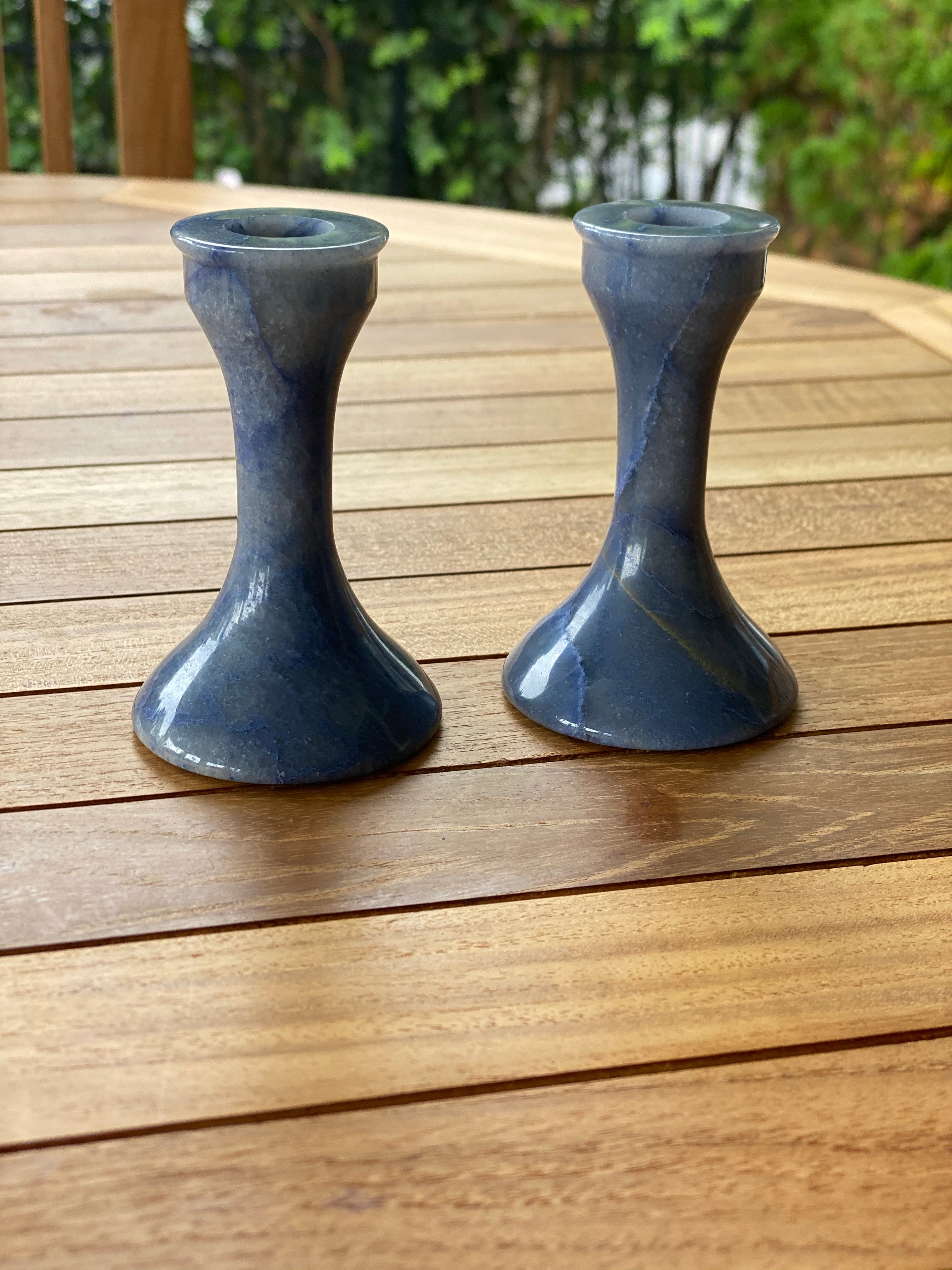 Sodalite Candlesticks Round Edged