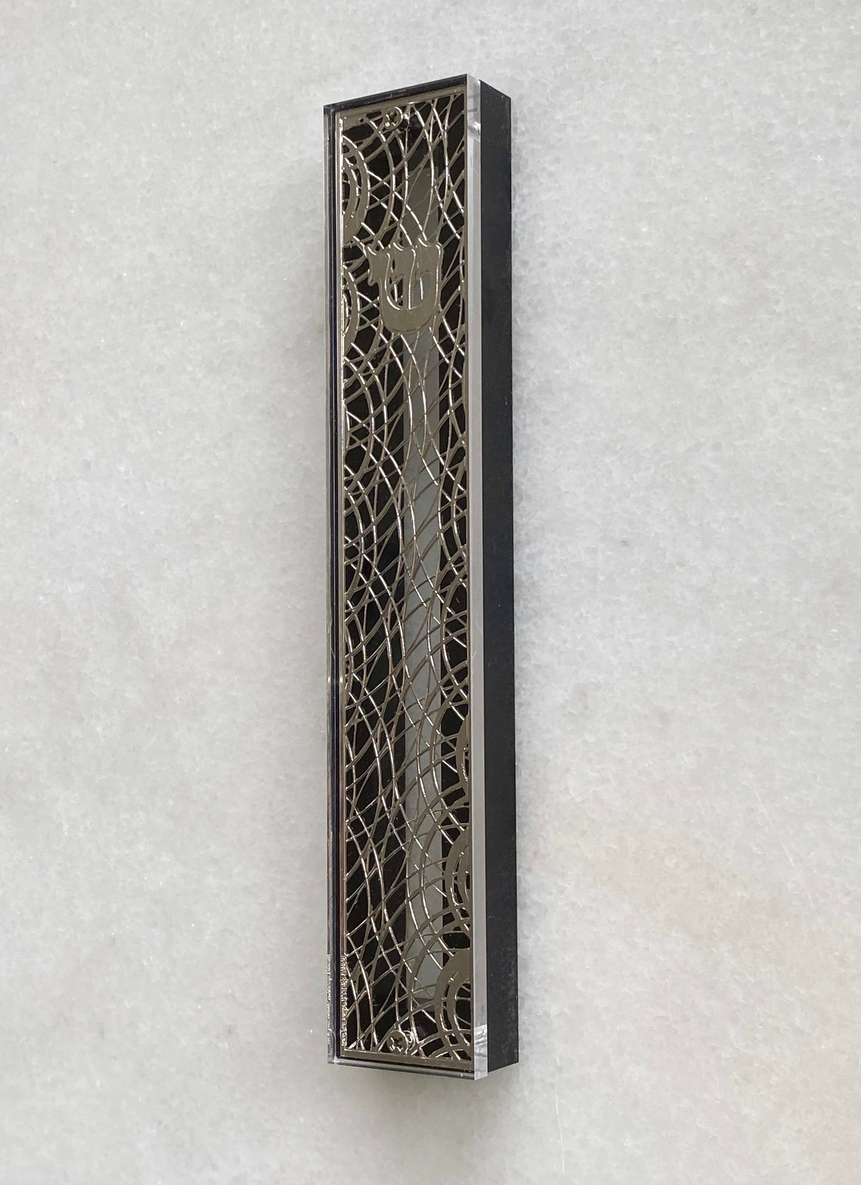 Acrylic & Black 24K Silver Plated Mezuzah Circles