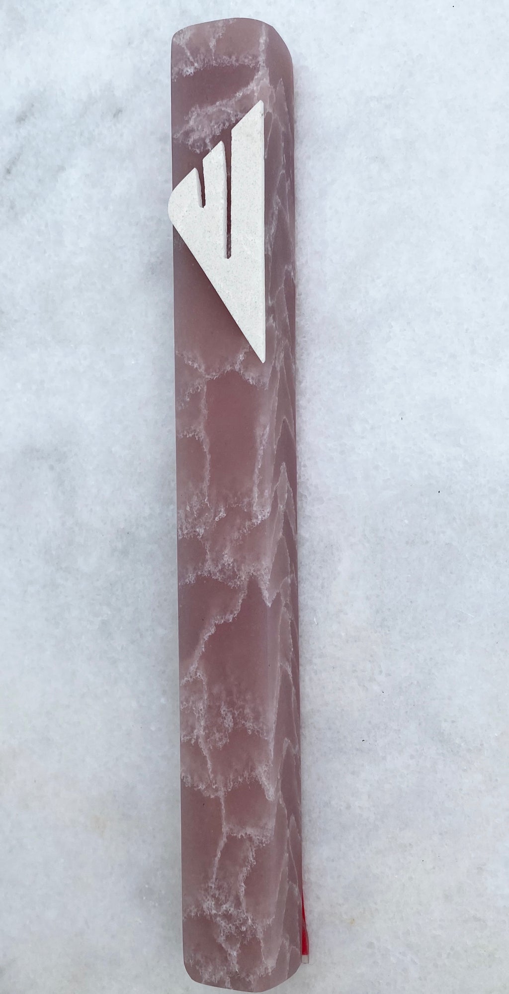 Pink Quartz Mezuzah | Cream White Shin