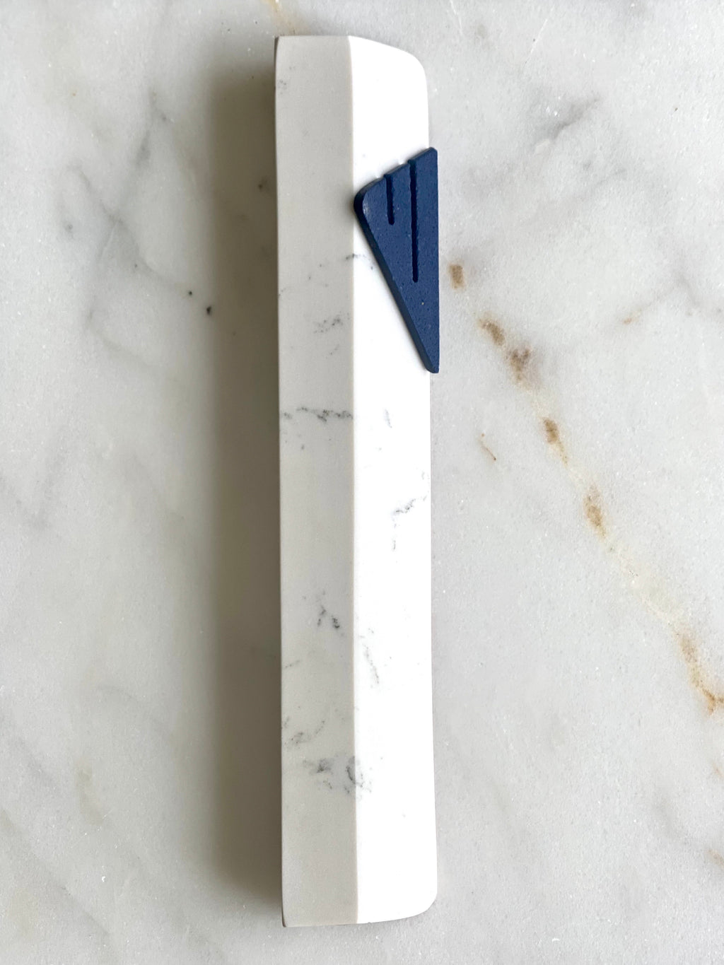 Carrara Angle Mezuzah Blue Shin