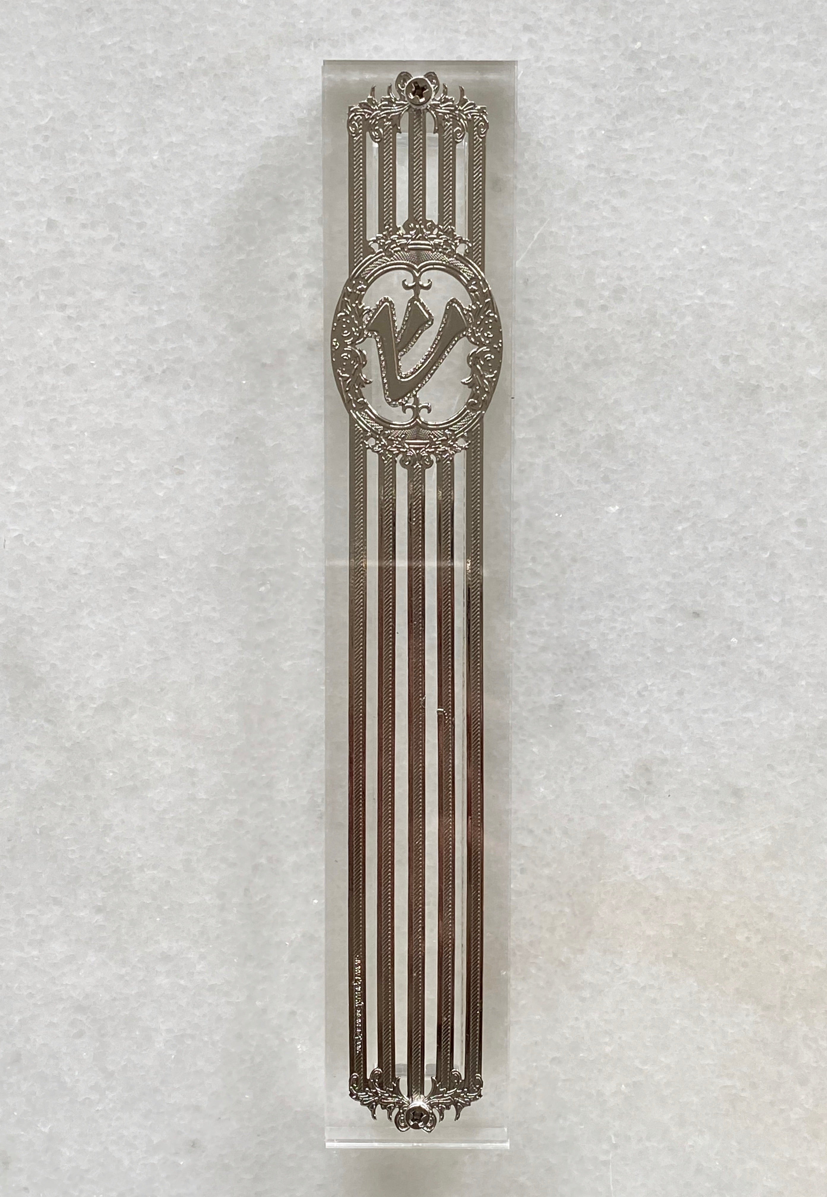 Acrylic 24K Silver Plated Mezuzah Lines Lines