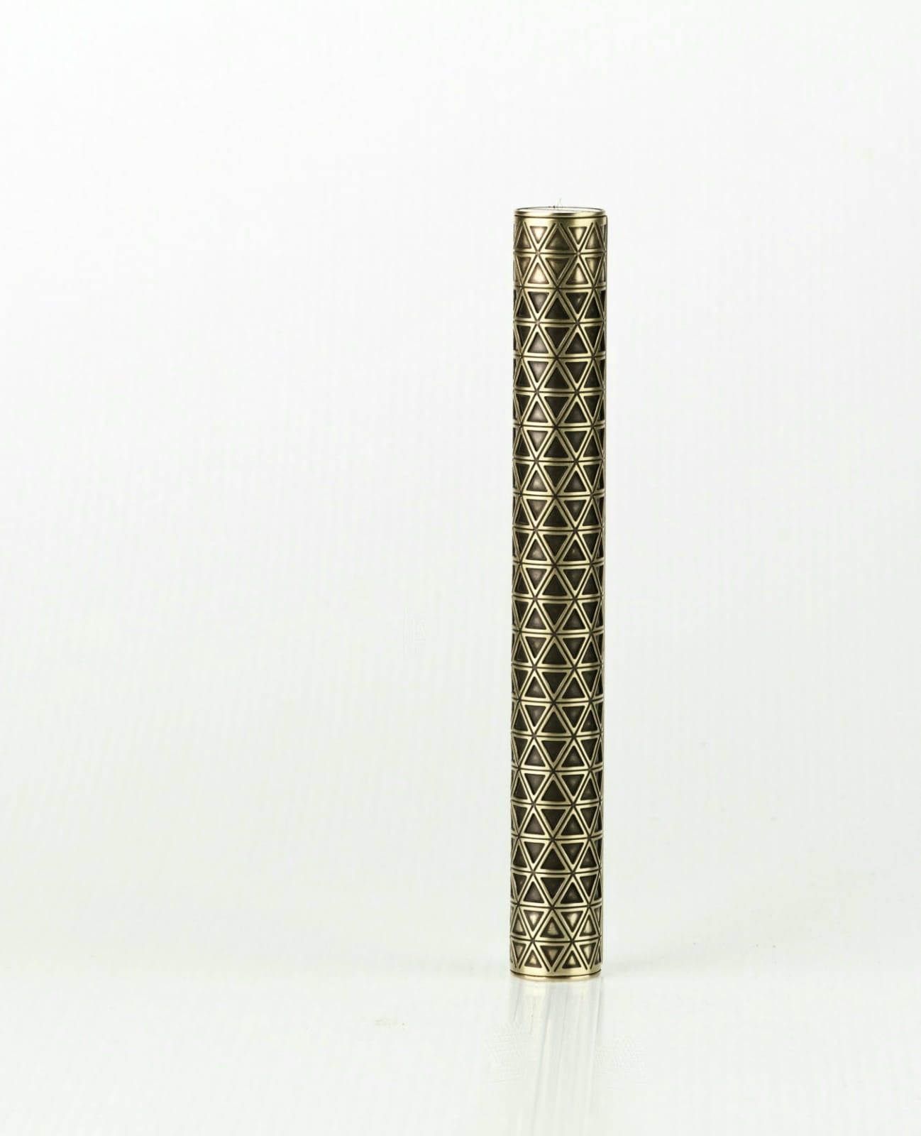 Brass Round Mezuzah Grid Design