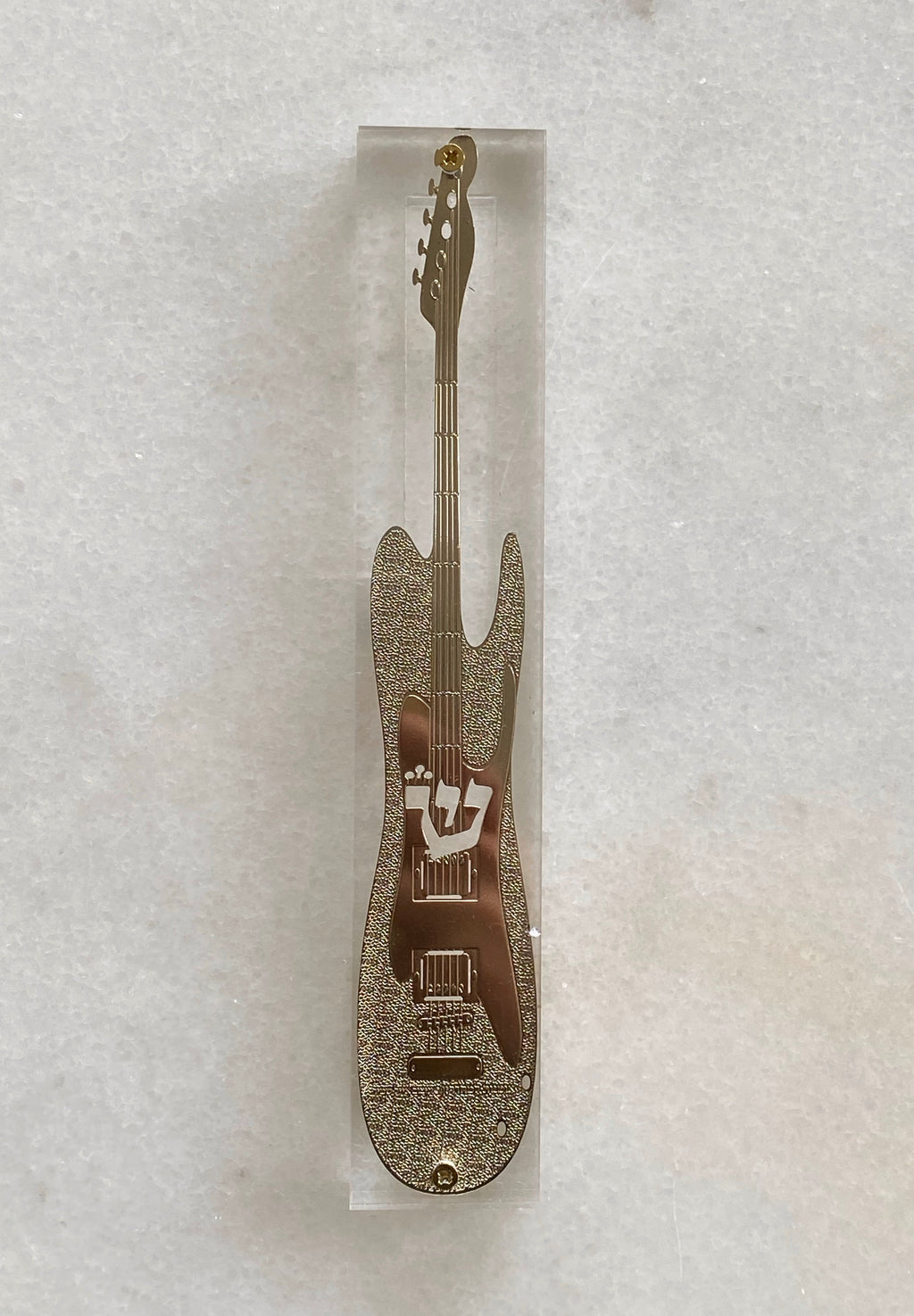 Guitar Acrylic 24K Gold Plated Mezuzah
