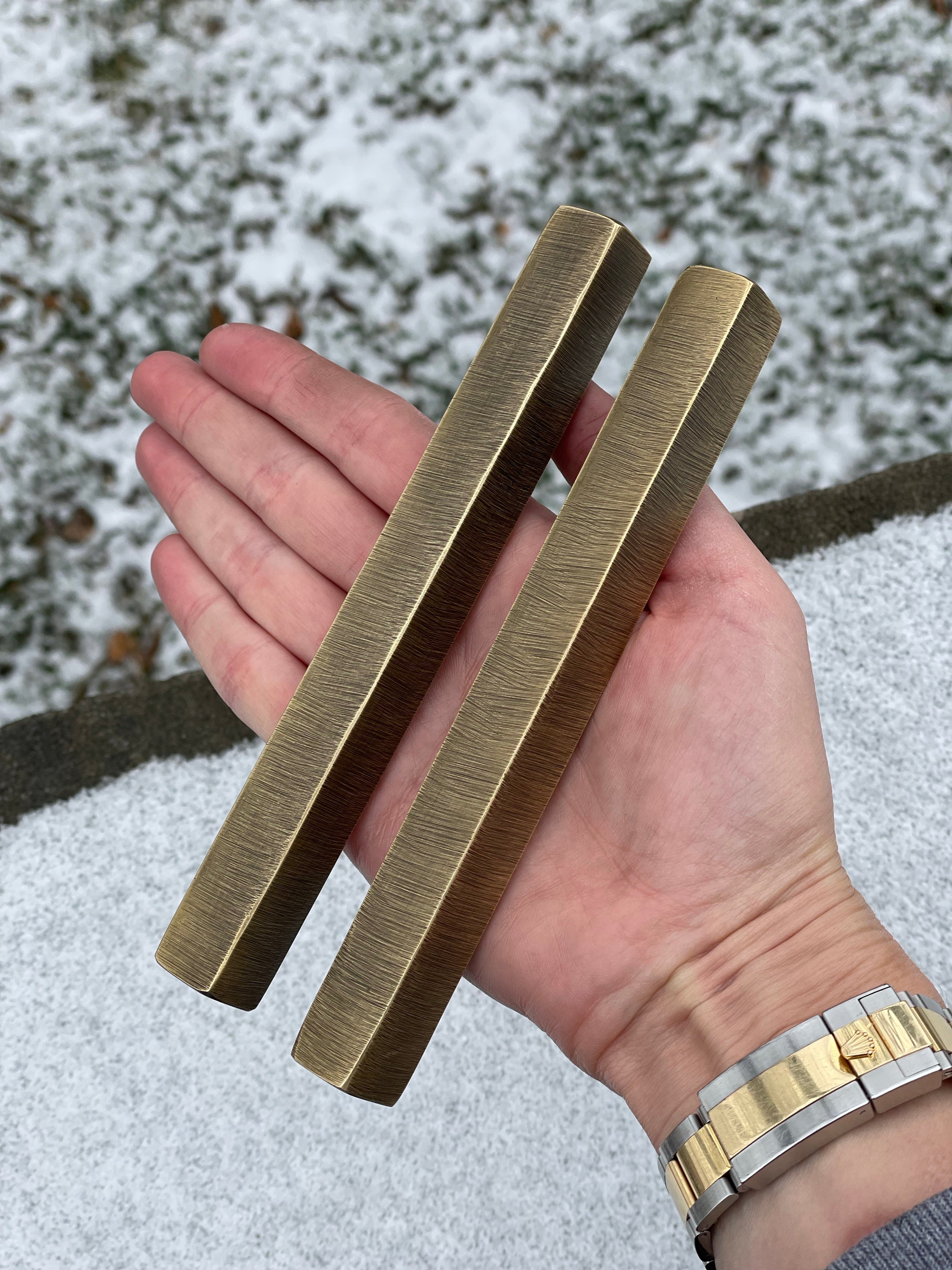 Rectangle Mezuzah with textured surface | Brass