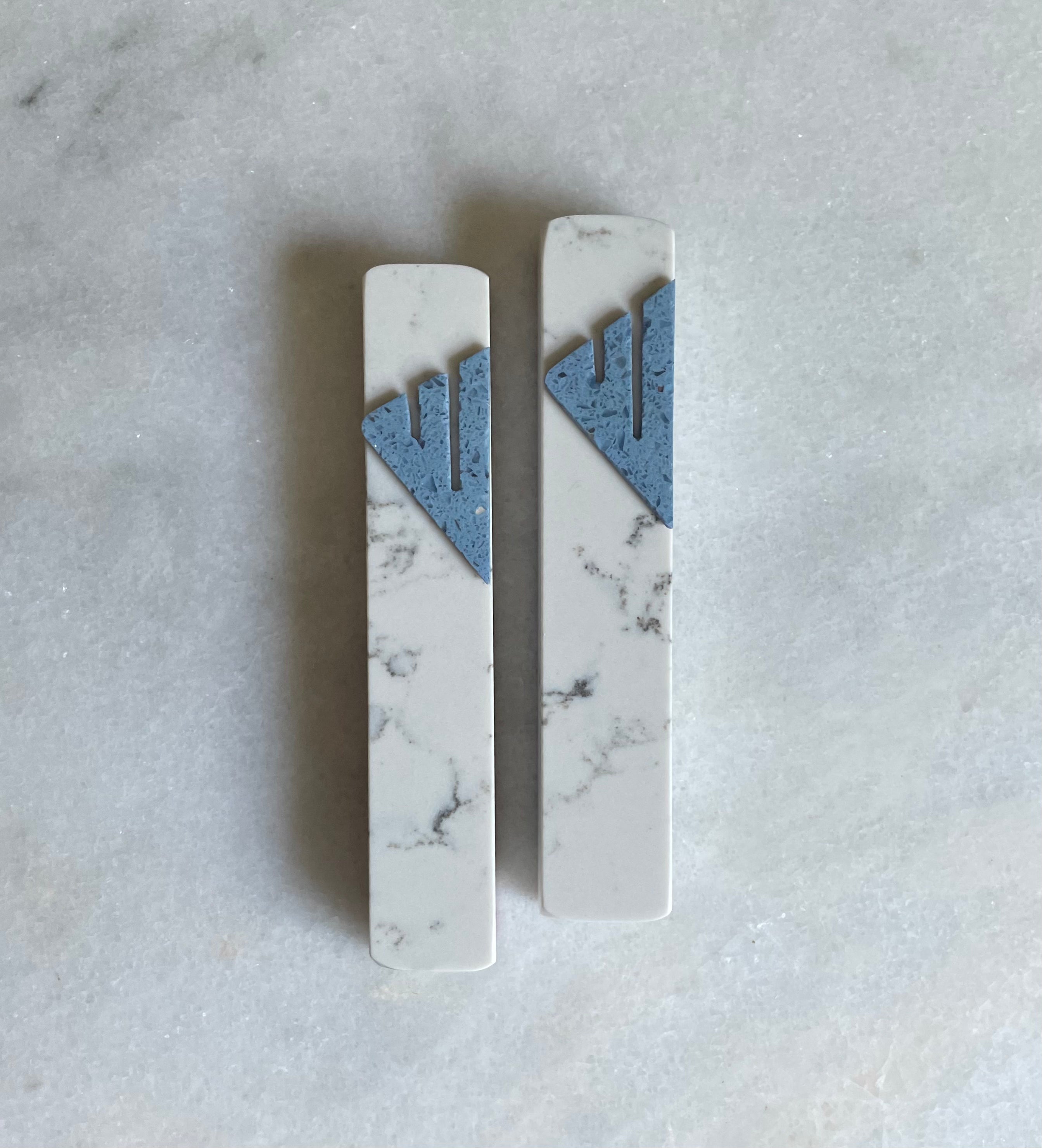 Carrara Mezuzah | Light Blue Shin