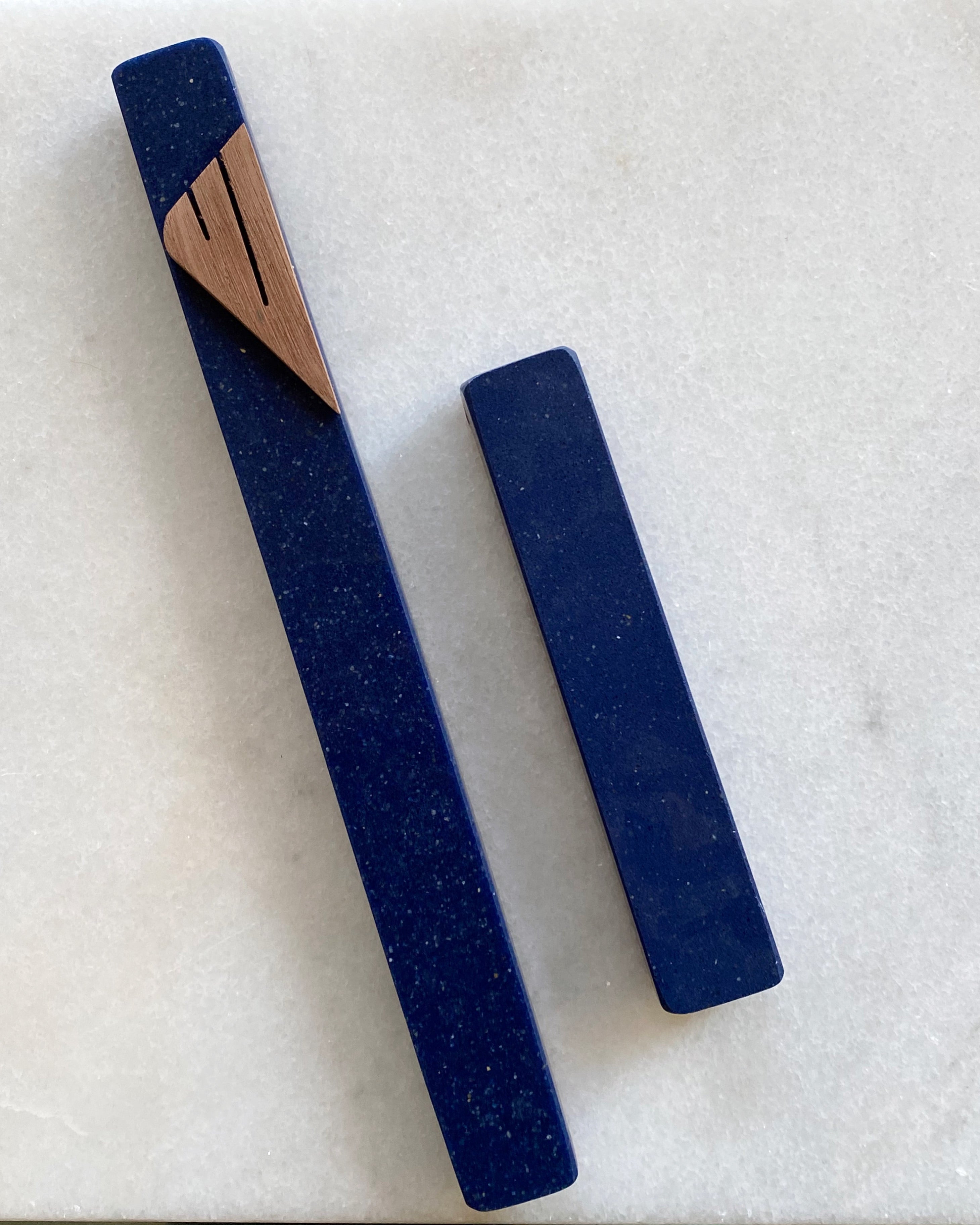 Blue Mezuzah Wood Shin
