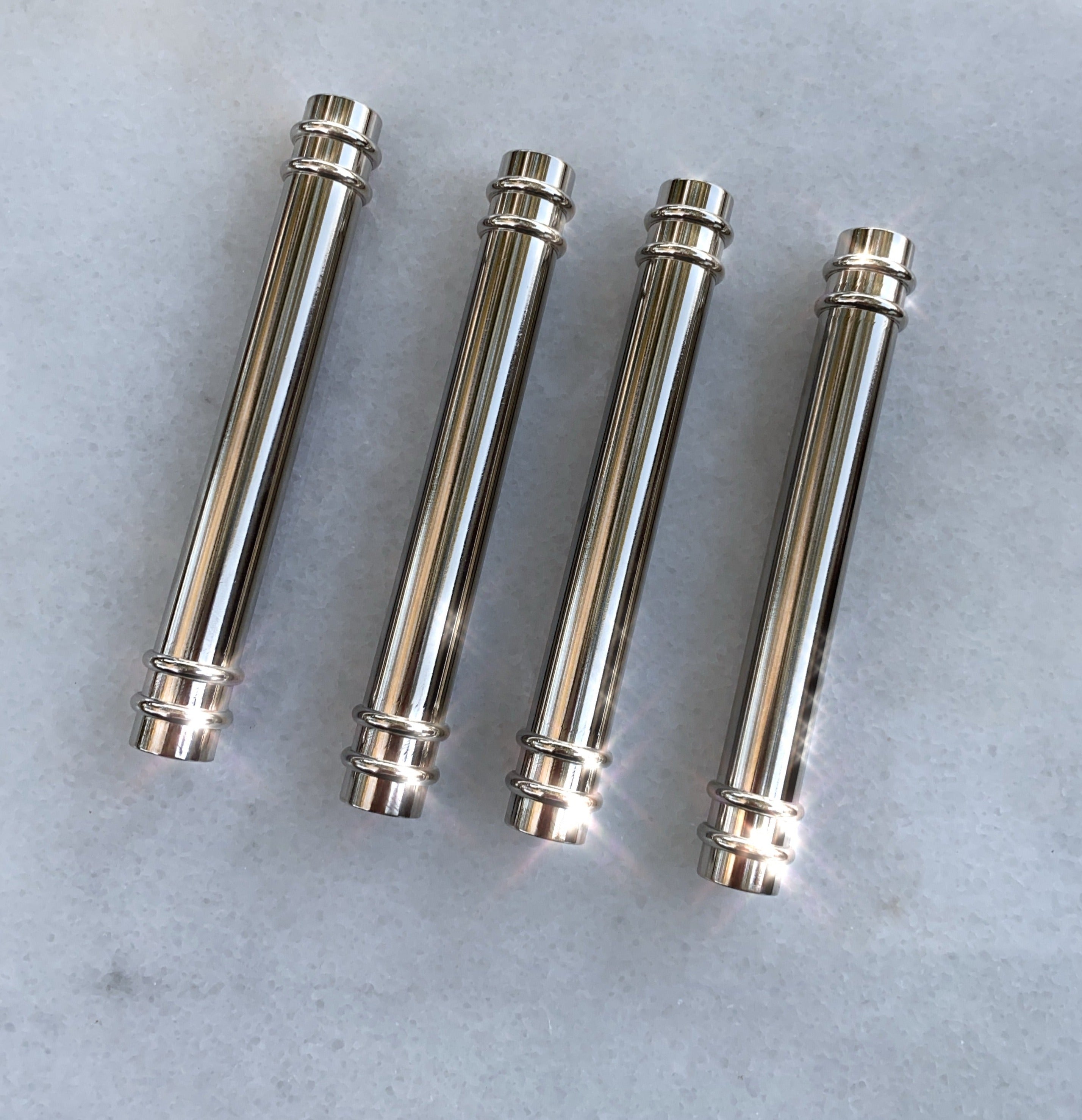 Tubular Mezuzah With Rings Shiny Nickel