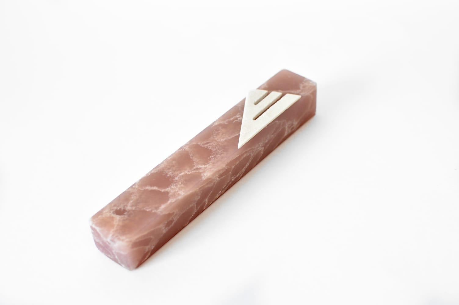 Rose Pink Quartz Mezuzah | choose your shin